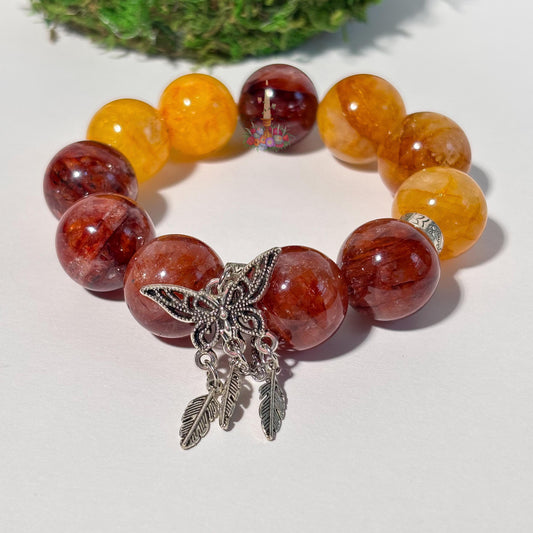 Fire Quartz + Golden Healer Artisan Charm Bracelet
