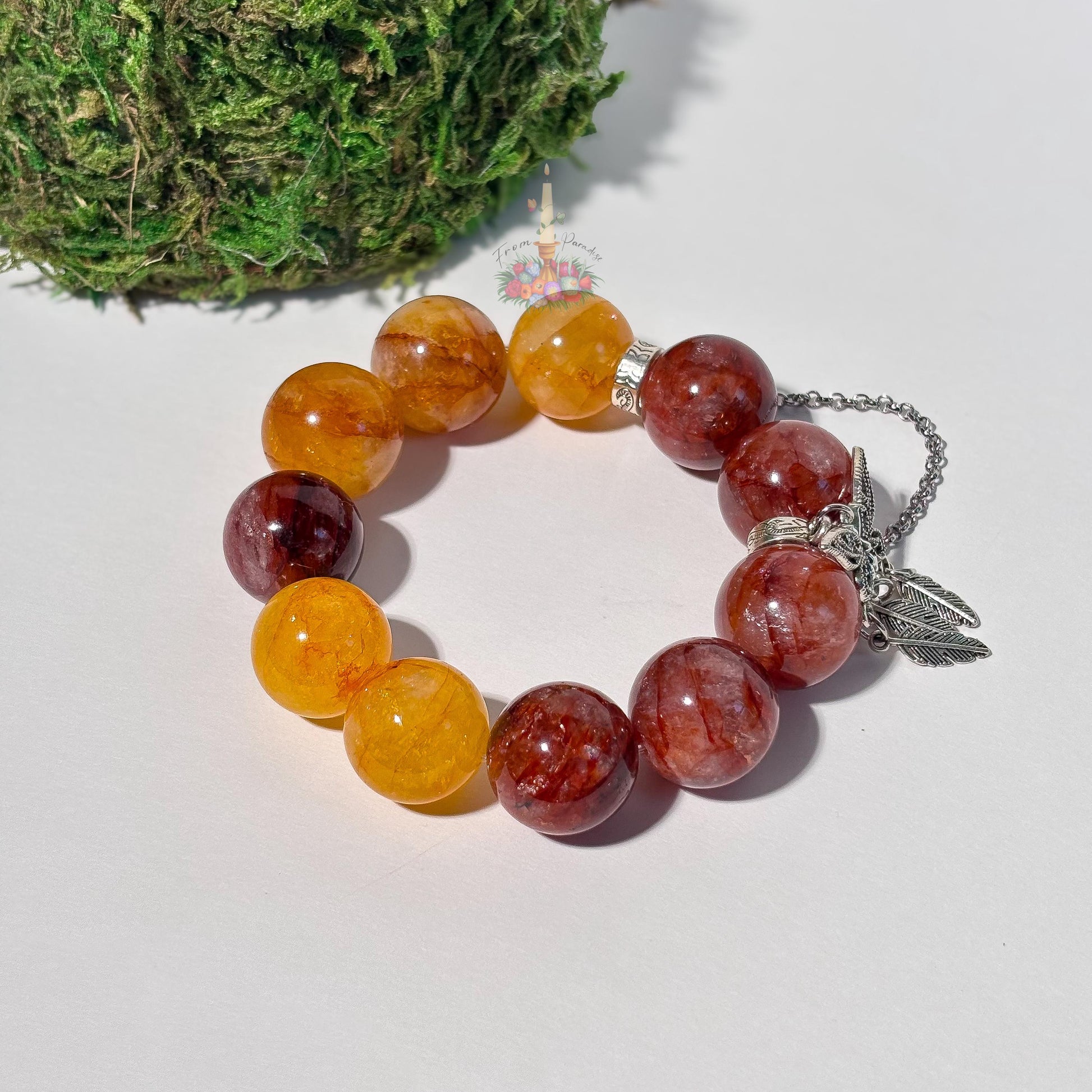 Fire Quartz + Golden Healer Artisan Charm Bracelet