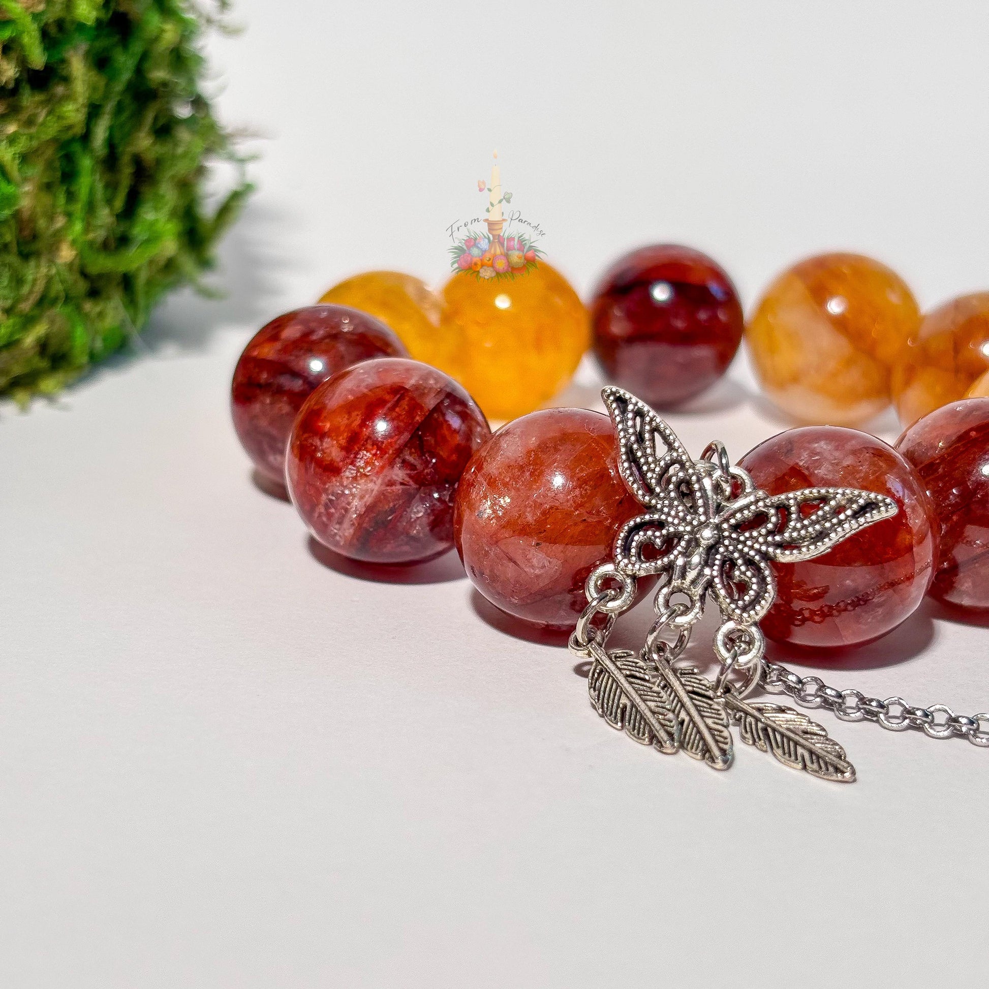 Fire Quartz + Golden Healer Artisan Charm Bracelet