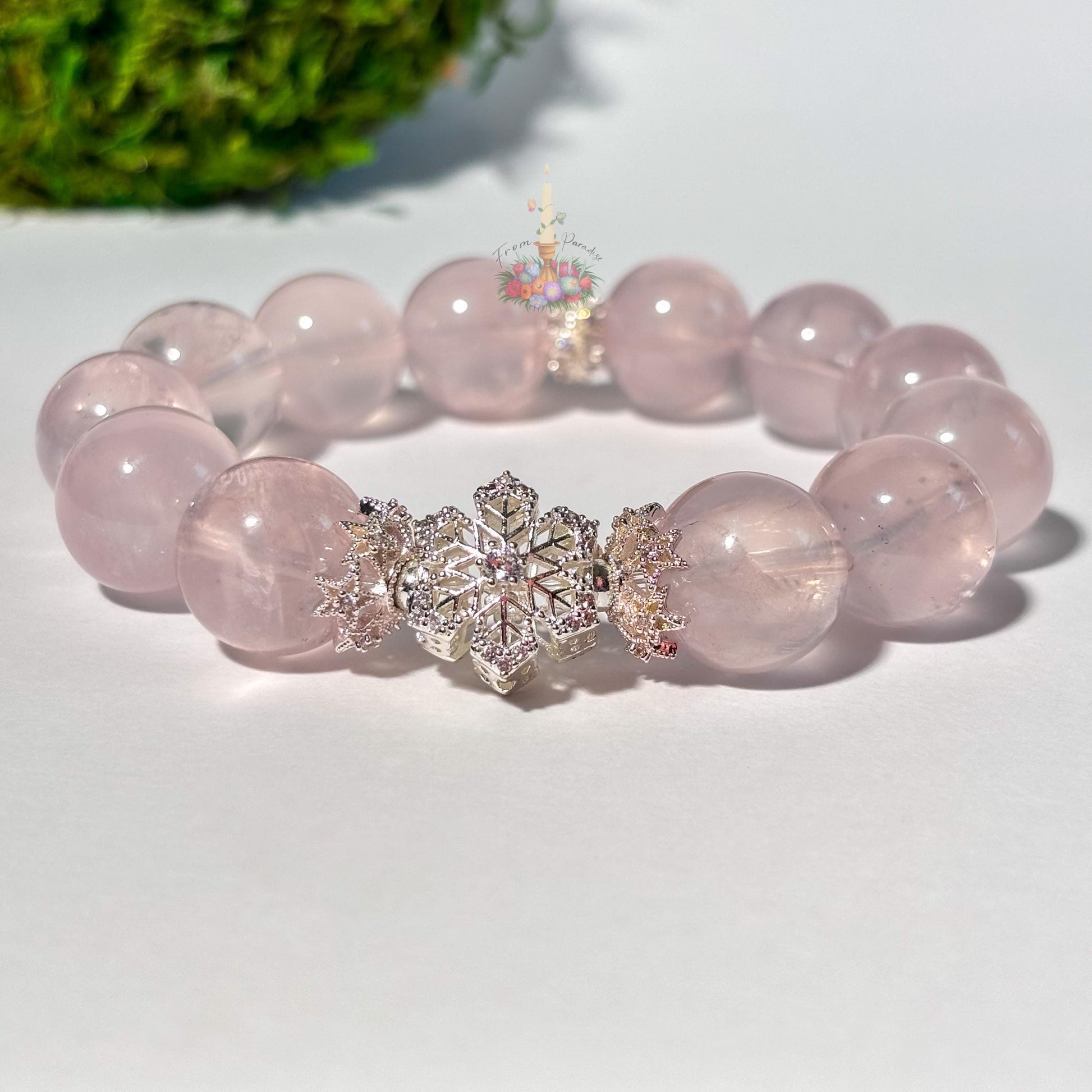 Rose Quartz Artisan Bracelet | Snowflake