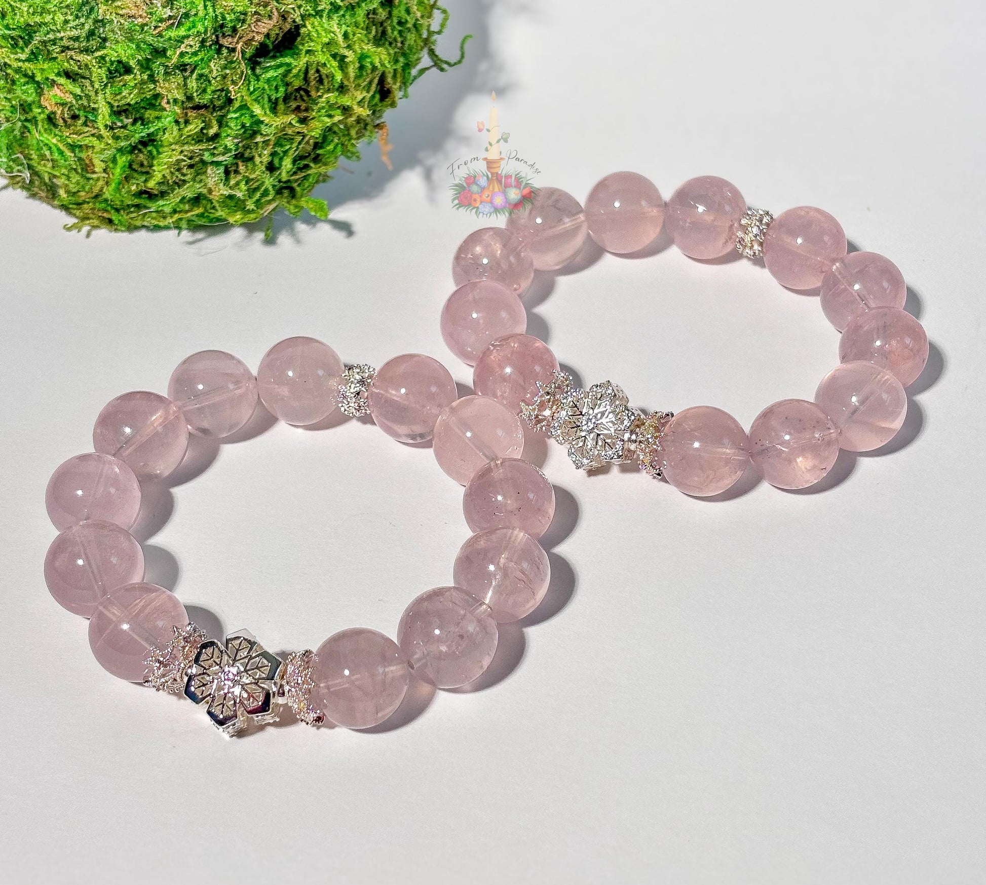 Rose Quartz Artisan Bracelet | Snowflake