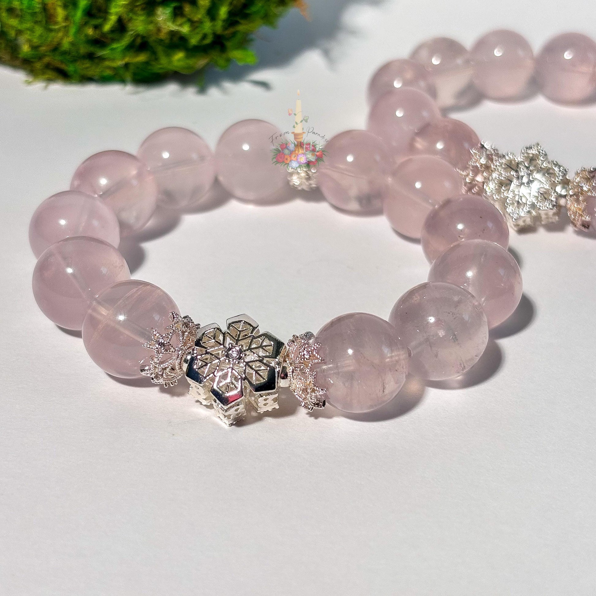 Rose Quartz Artisan Bracelet | Snowflake