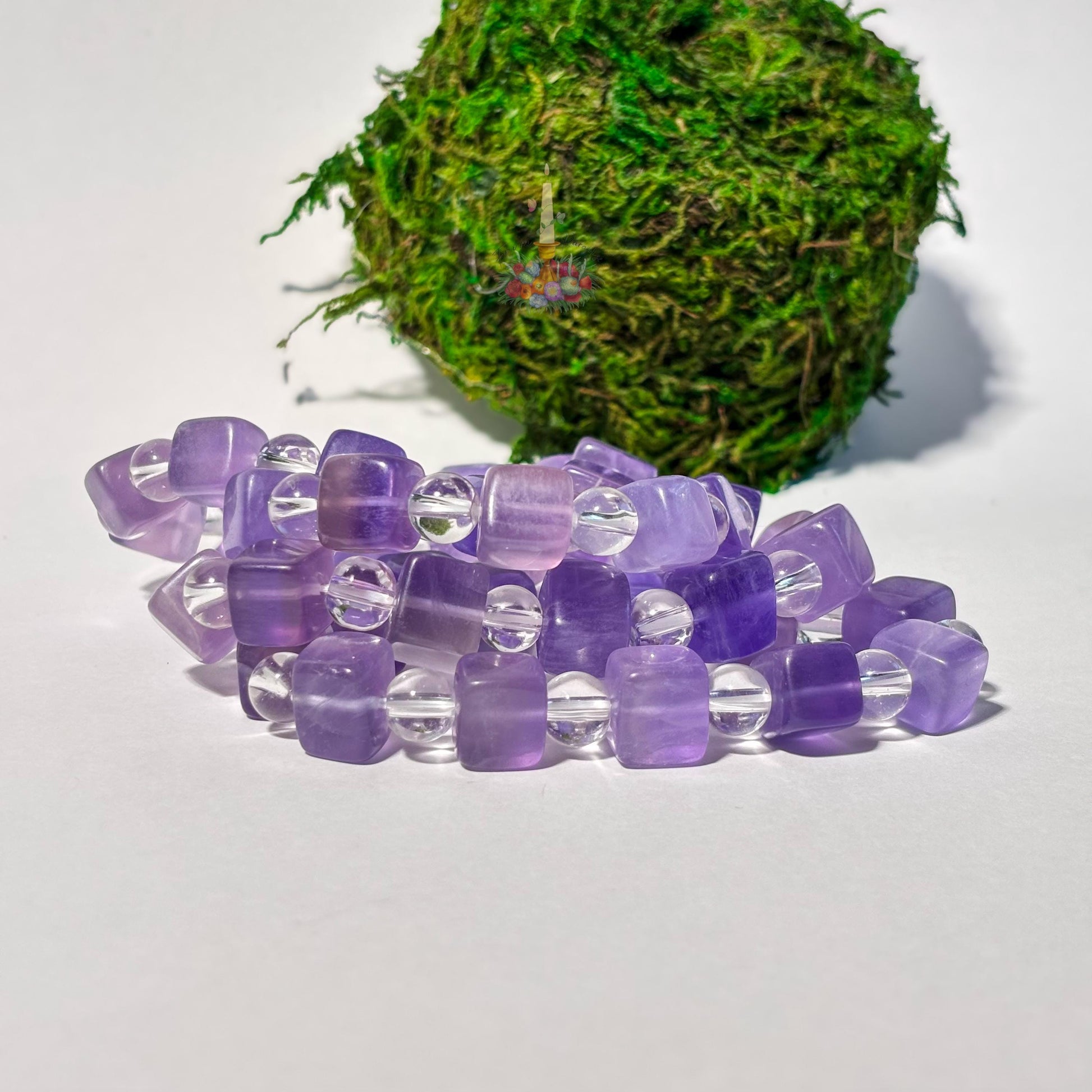 Purple Fluorite + Clear Quartz Bracelet