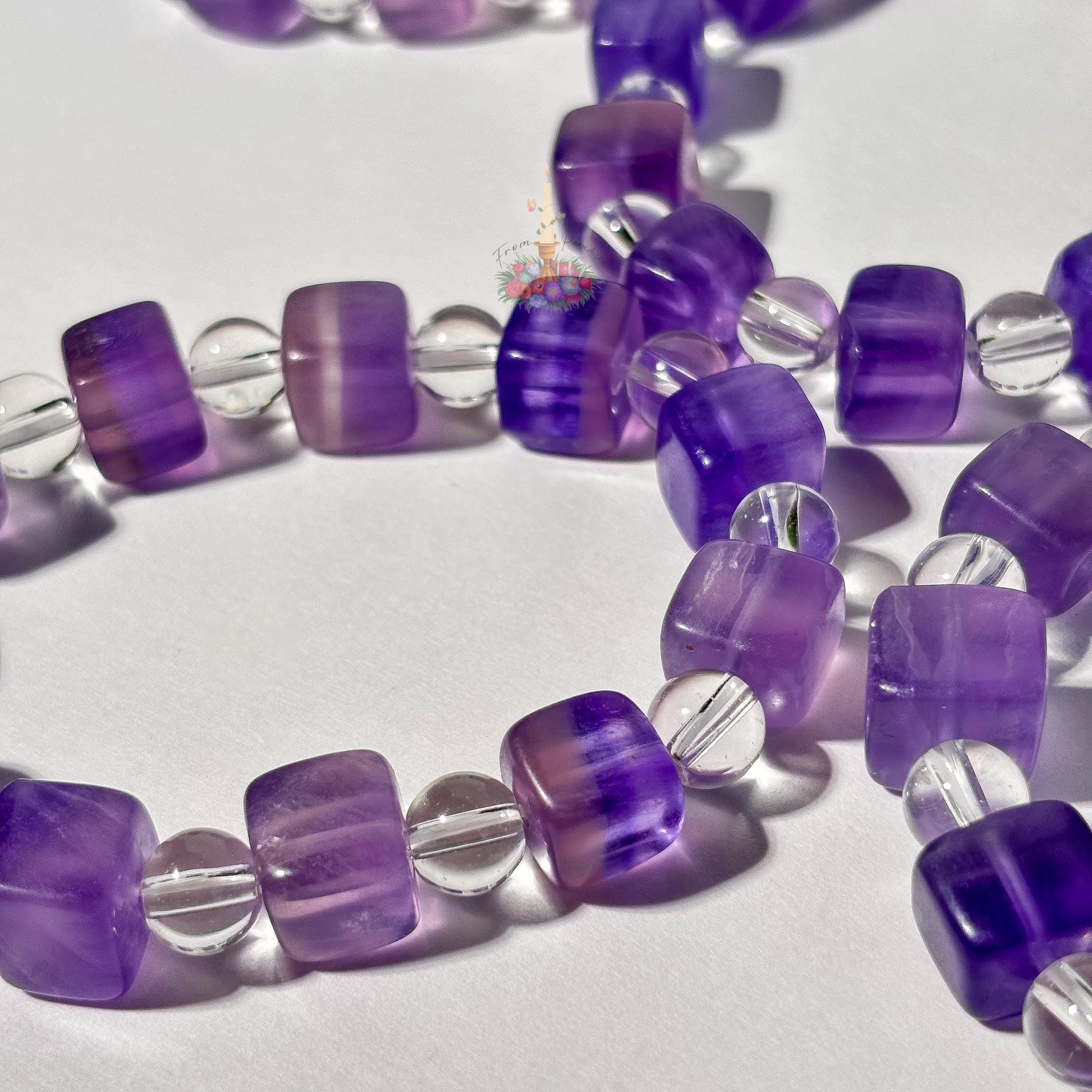 Purple Fluorite + Clear Quartz Bracelet