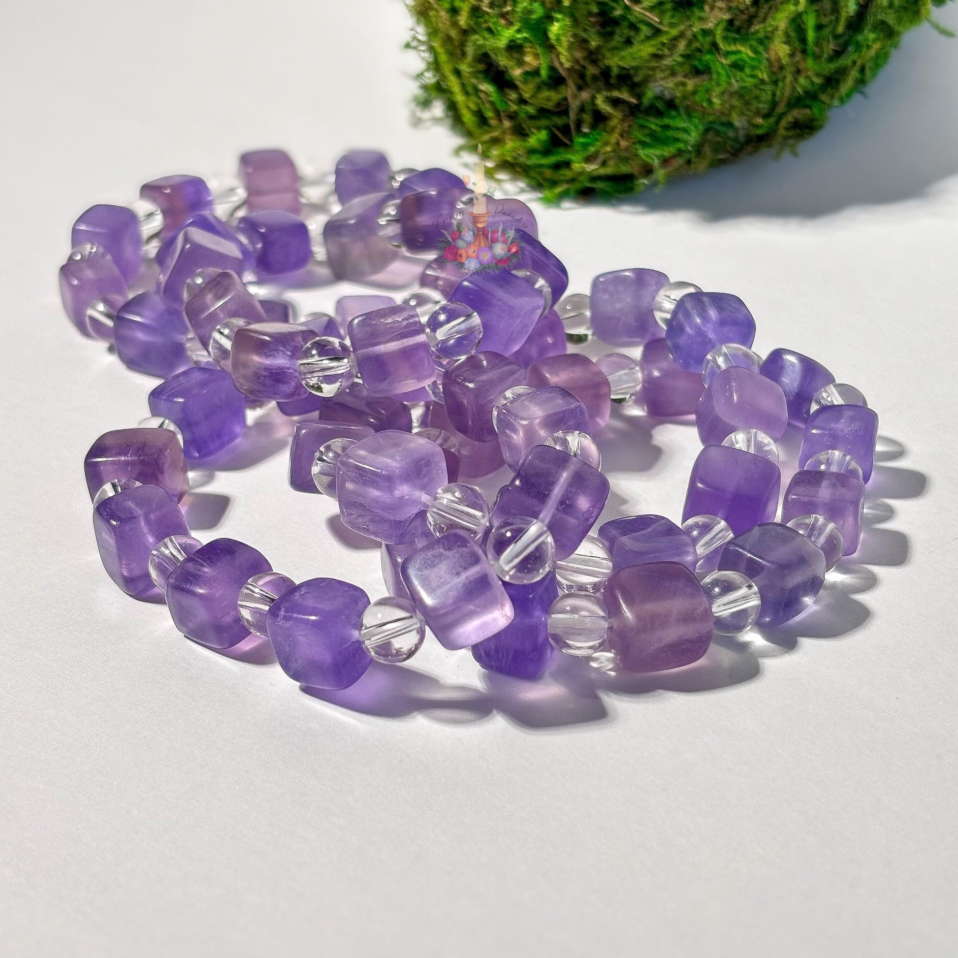Purple Fluorite + Clear Quartz Bracelet