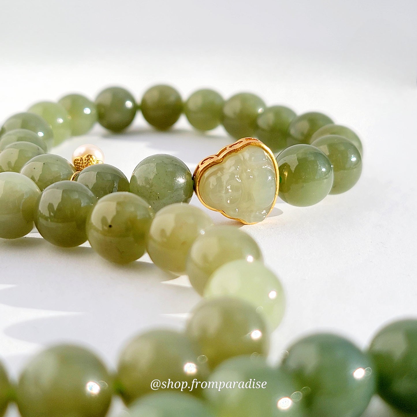 Green Nephrite Jade Buddha Charm Bracelet