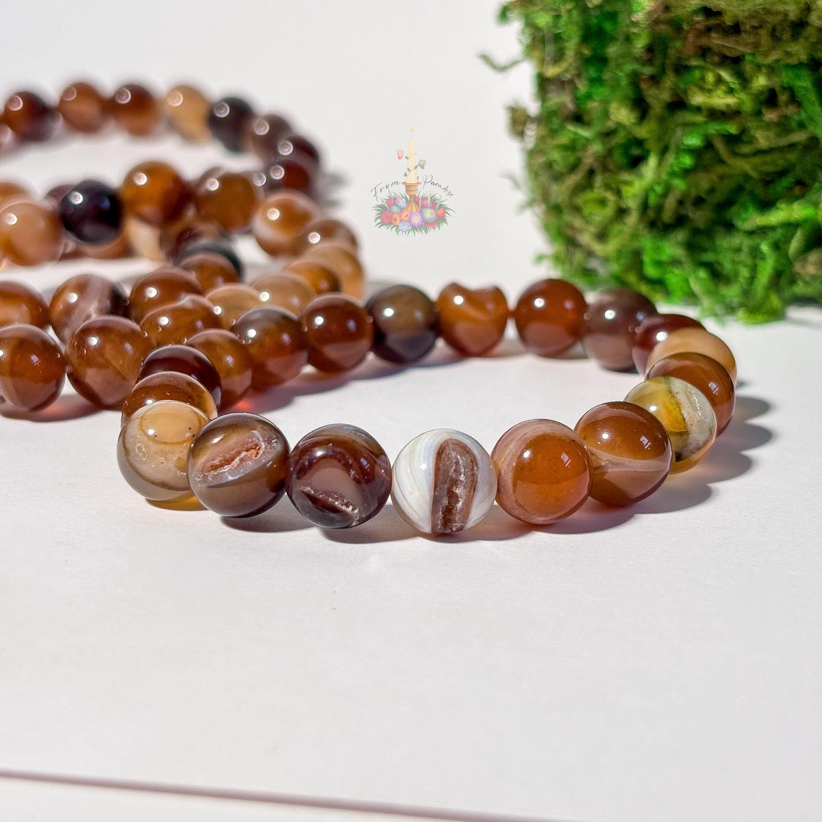Geode Agate Bracelet: Stone for Hidden Potential and Strength | Crystal Jewelry | Brown Banded Druzy Agate
