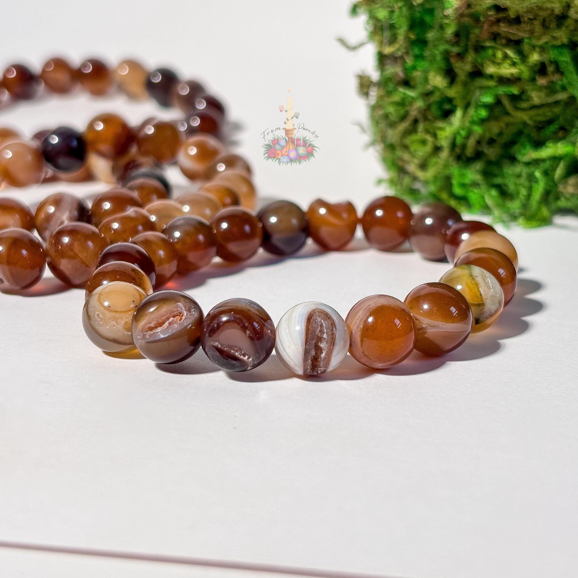 Geode Agate Bracelet: Stone for Hidden Potential and Strength | Crystal Jewelry | Brown Banded Druzy Agate