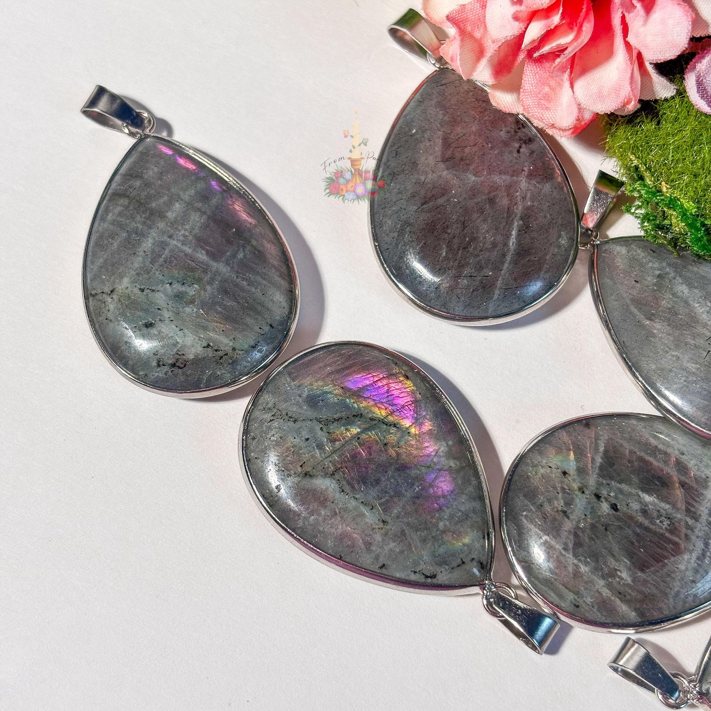 Pink and Purple Labradorite Pendant: Stone for Intuition and Mysticism | Crystal Jewelry