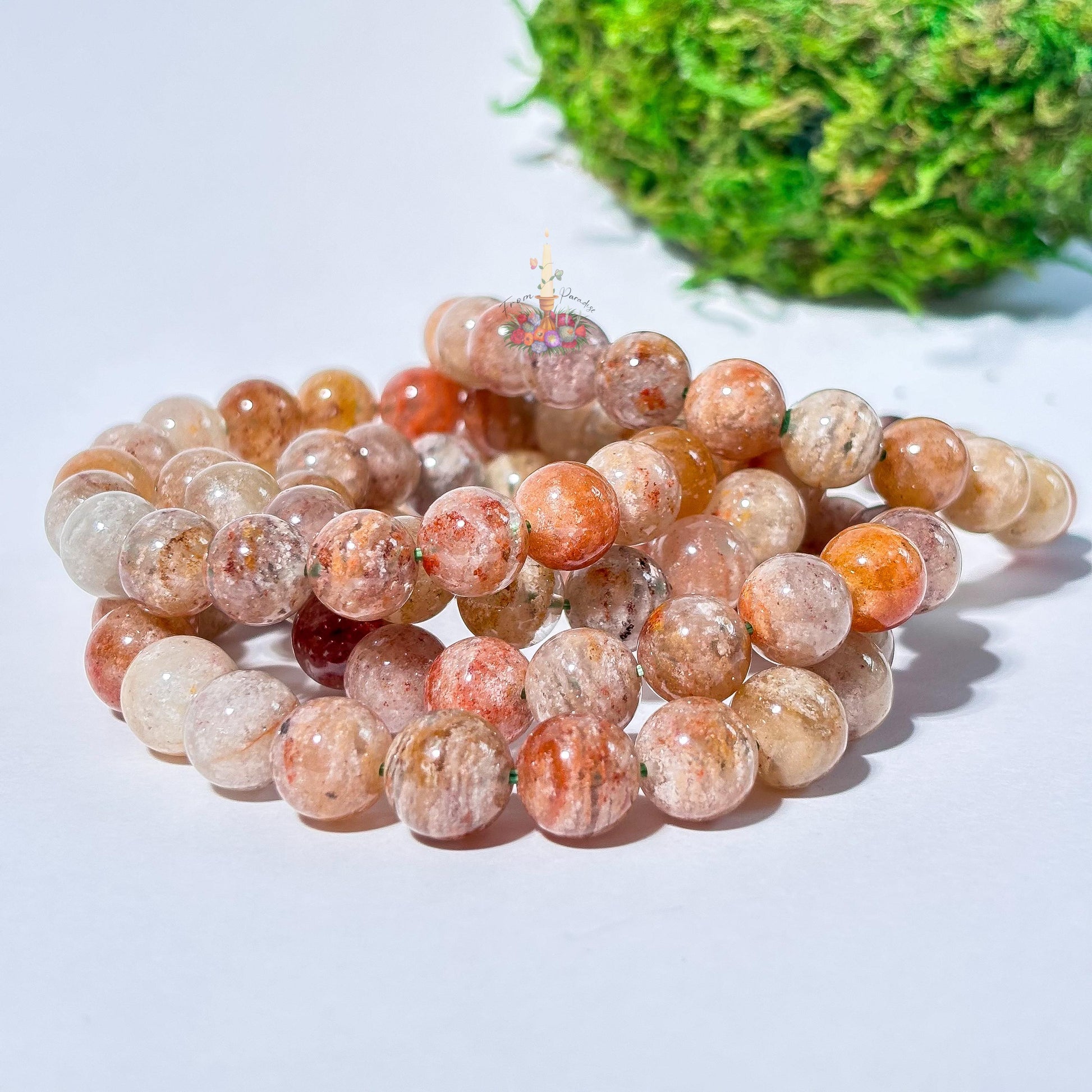 Thousand Layer Crystal Bead Bracelet: aka Four Season, Lodolite, Garden Quartz, Scenic Quartz, Inclusion Quartz