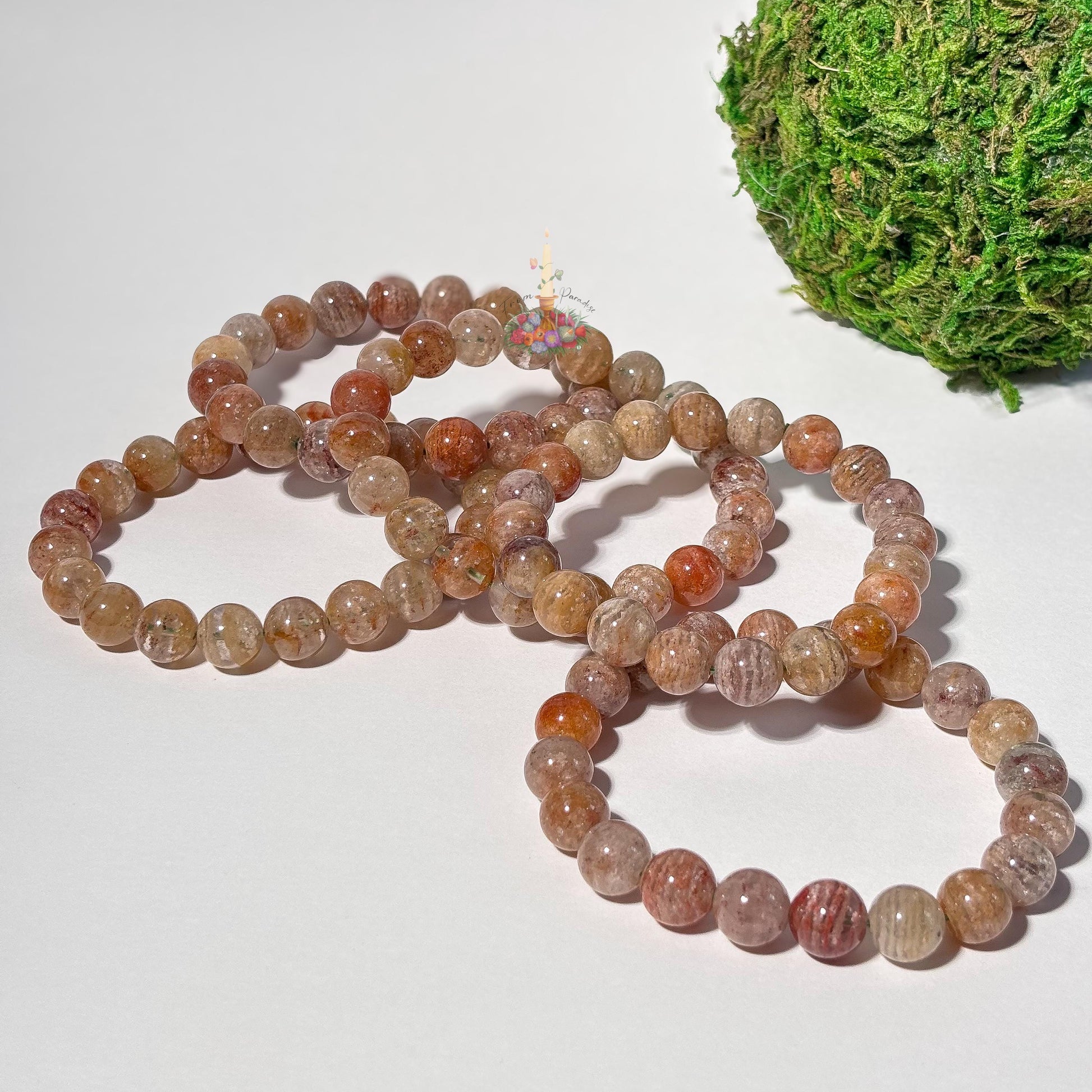 Thousand Layer Crystal Bead Bracelet: aka Four Season, Lodolite, Garden Quartz, Scenic Quartz, Inclusion Quartz