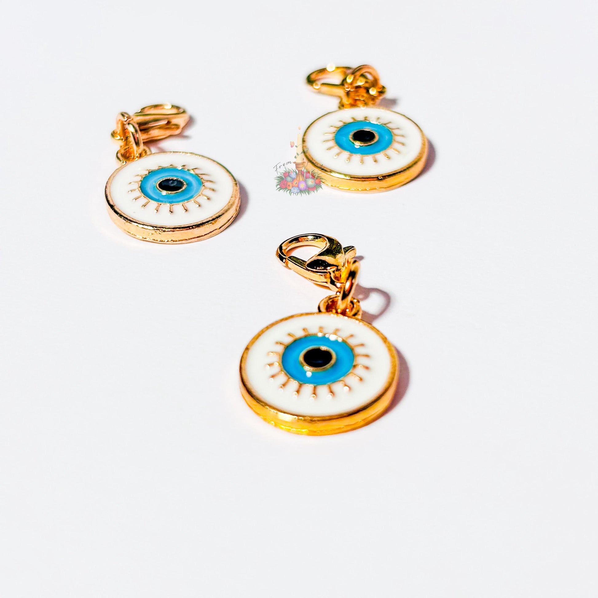 Evil Eye Gold Dangle Charm: Protection against bad luck, misfortune, and negative energy
