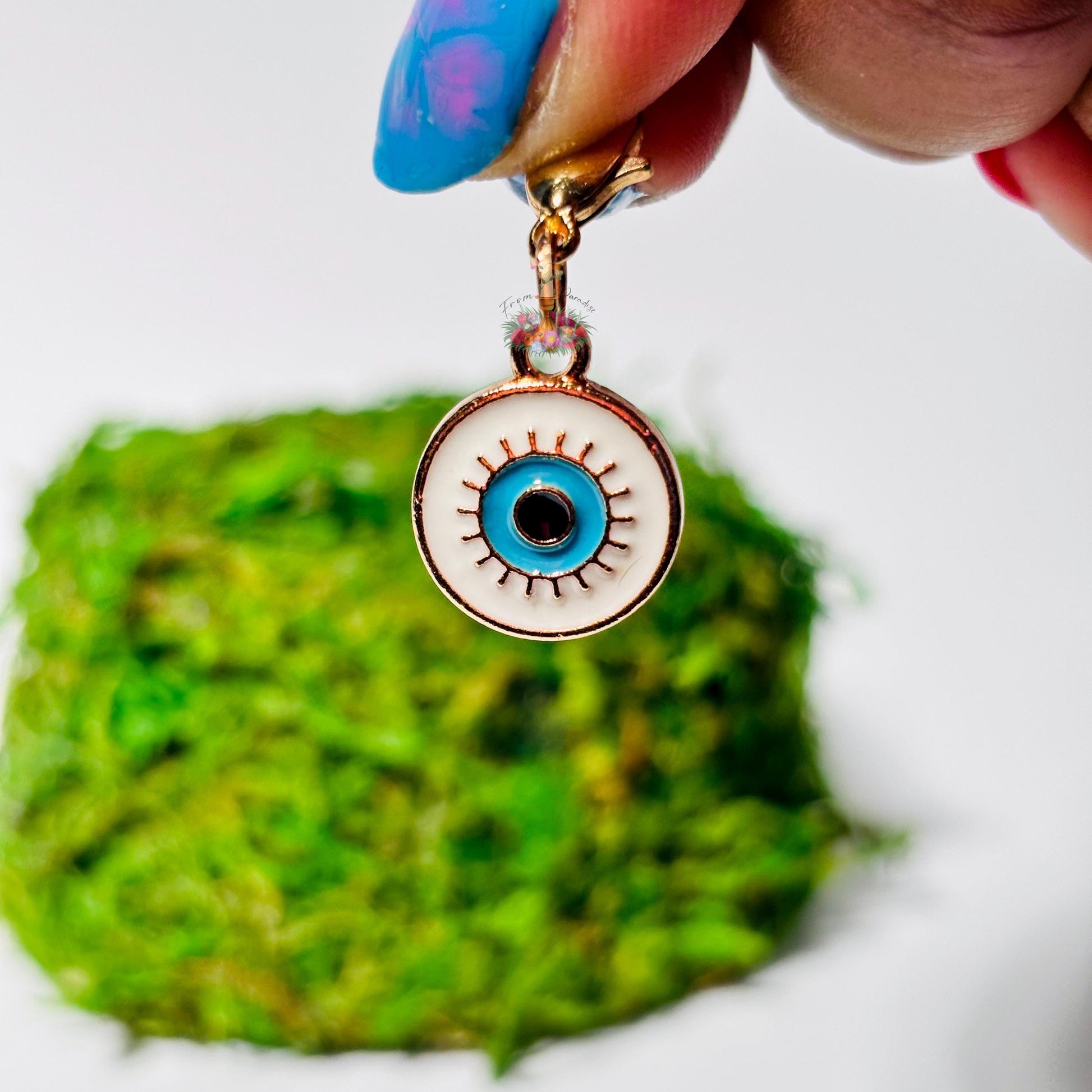 Evil Eye Gold Dangle Charm: Protection against bad luck, misfortune, and negative energy