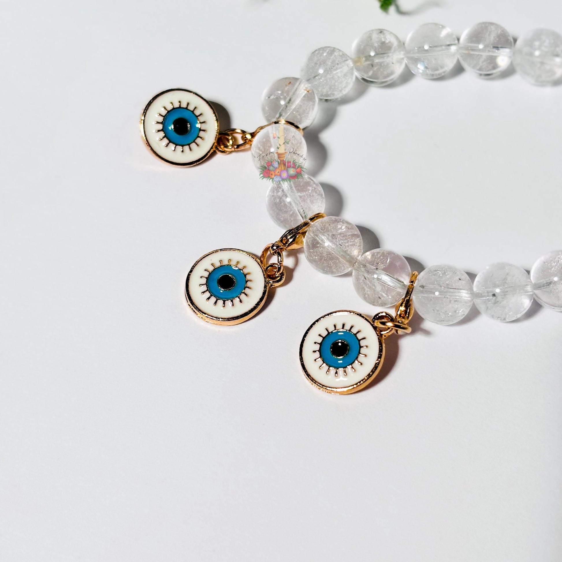 Evil Eye Gold Dangle Charm: Protection against bad luck, misfortune, and negative energy