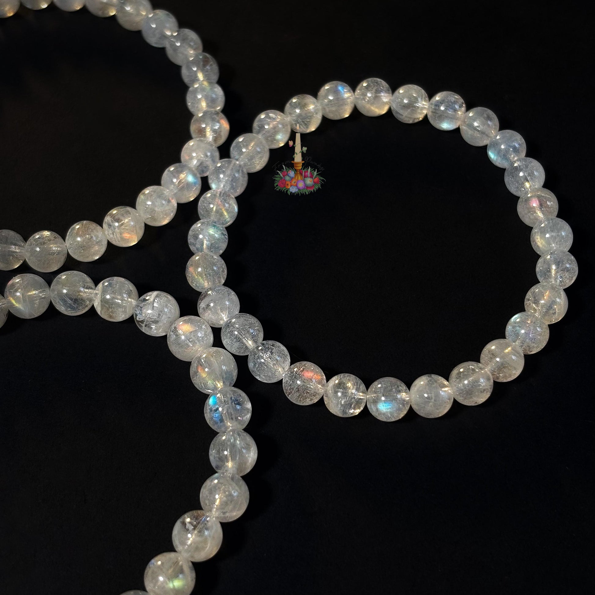 Madagascar Moonstone Rainbow Crystal Bead Bracelet: Stone for Intuition and Femininity