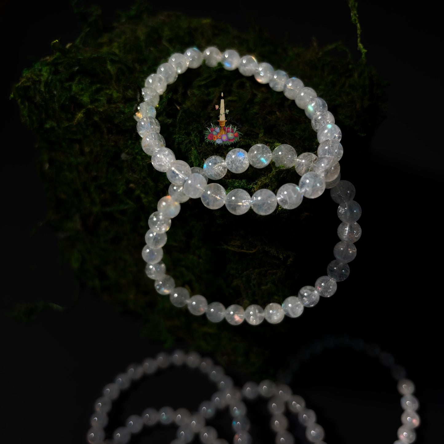 Madagascar Moonstone Rainbow Crystal Bead Bracelet: Stone for Intuition and Femininity