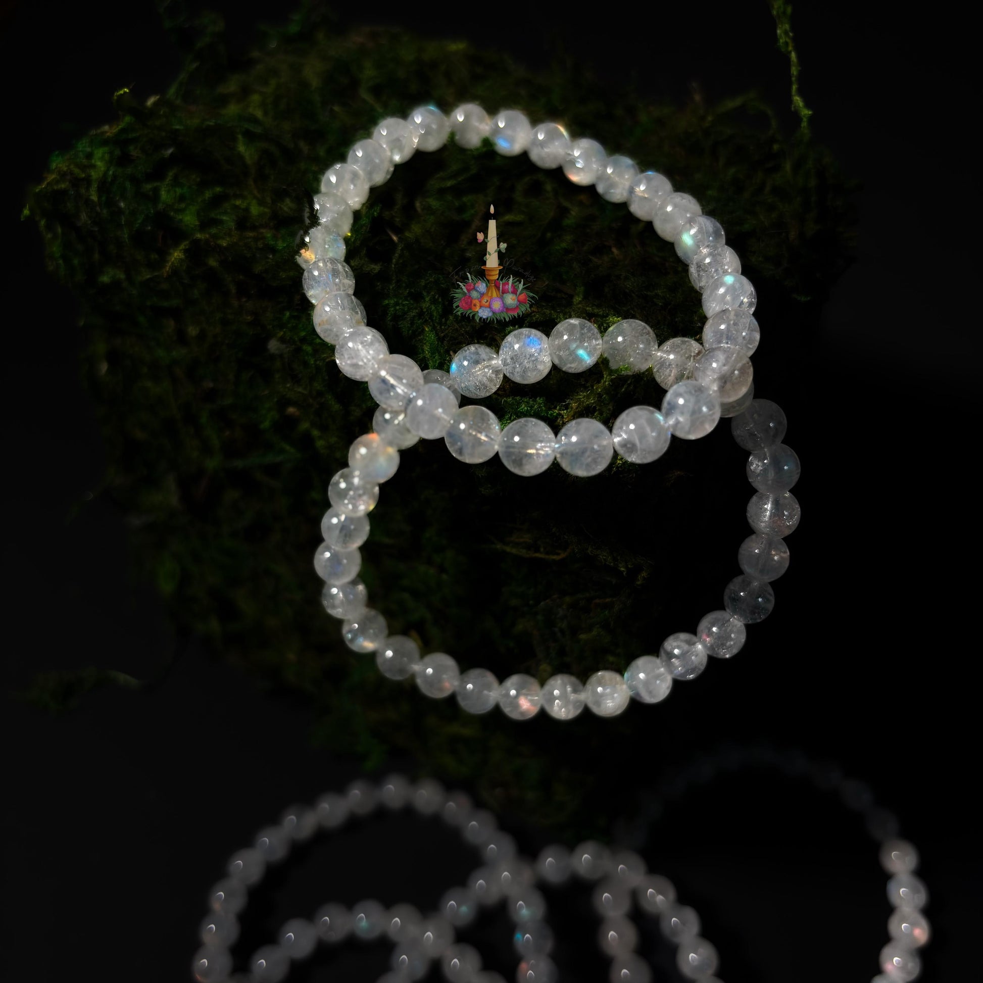 Madagascar Moonstone Rainbow Crystal Bead Bracelet: Stone for Intuition and Femininity