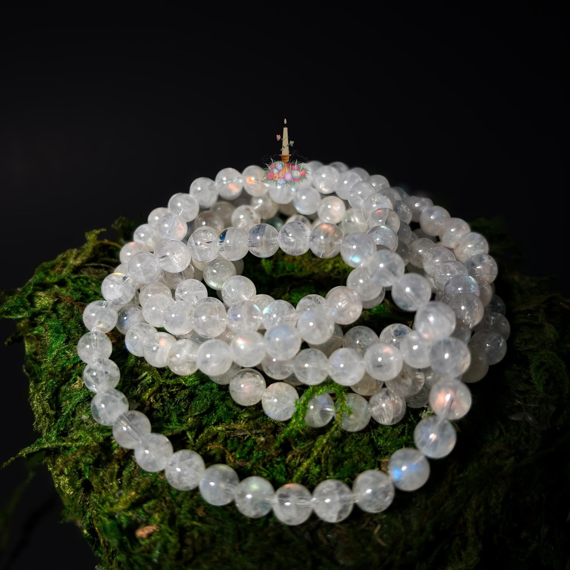 Madagascar Moonstone Rainbow Crystal Bead Bracelet: Stone for Intuition and Femininity