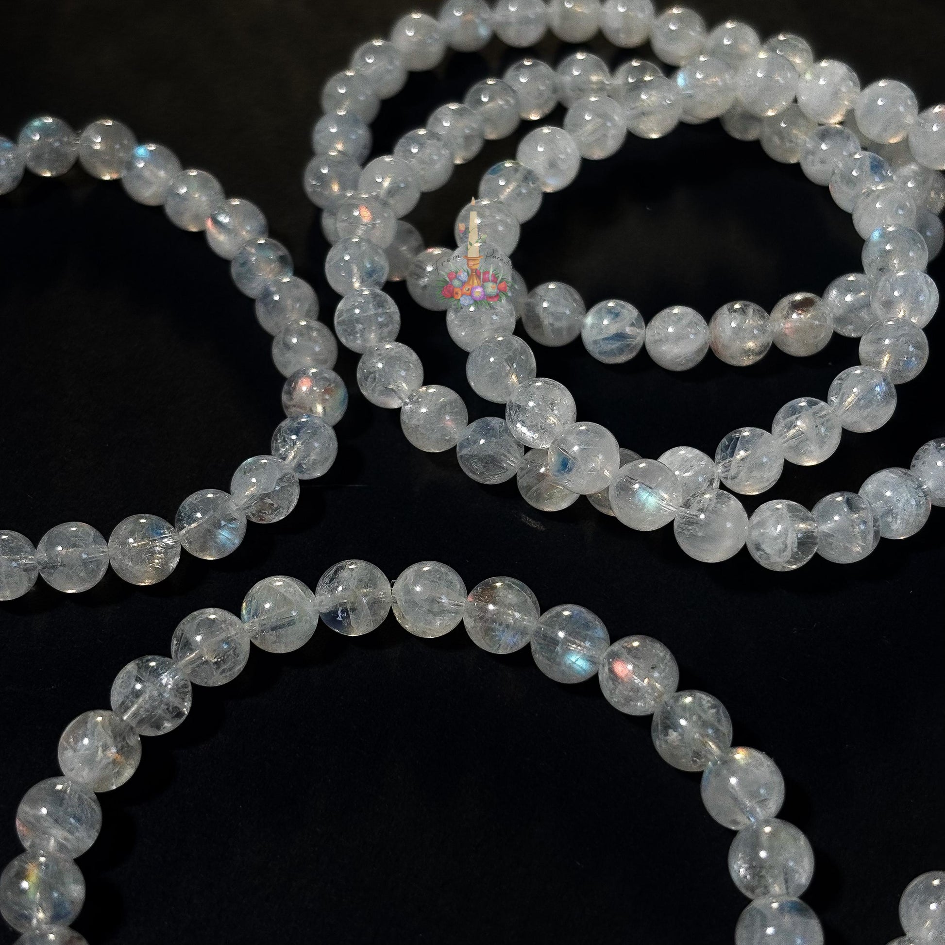 Madagascar Moonstone Rainbow Crystal Bead Bracelet: Stone for Intuition and Femininity