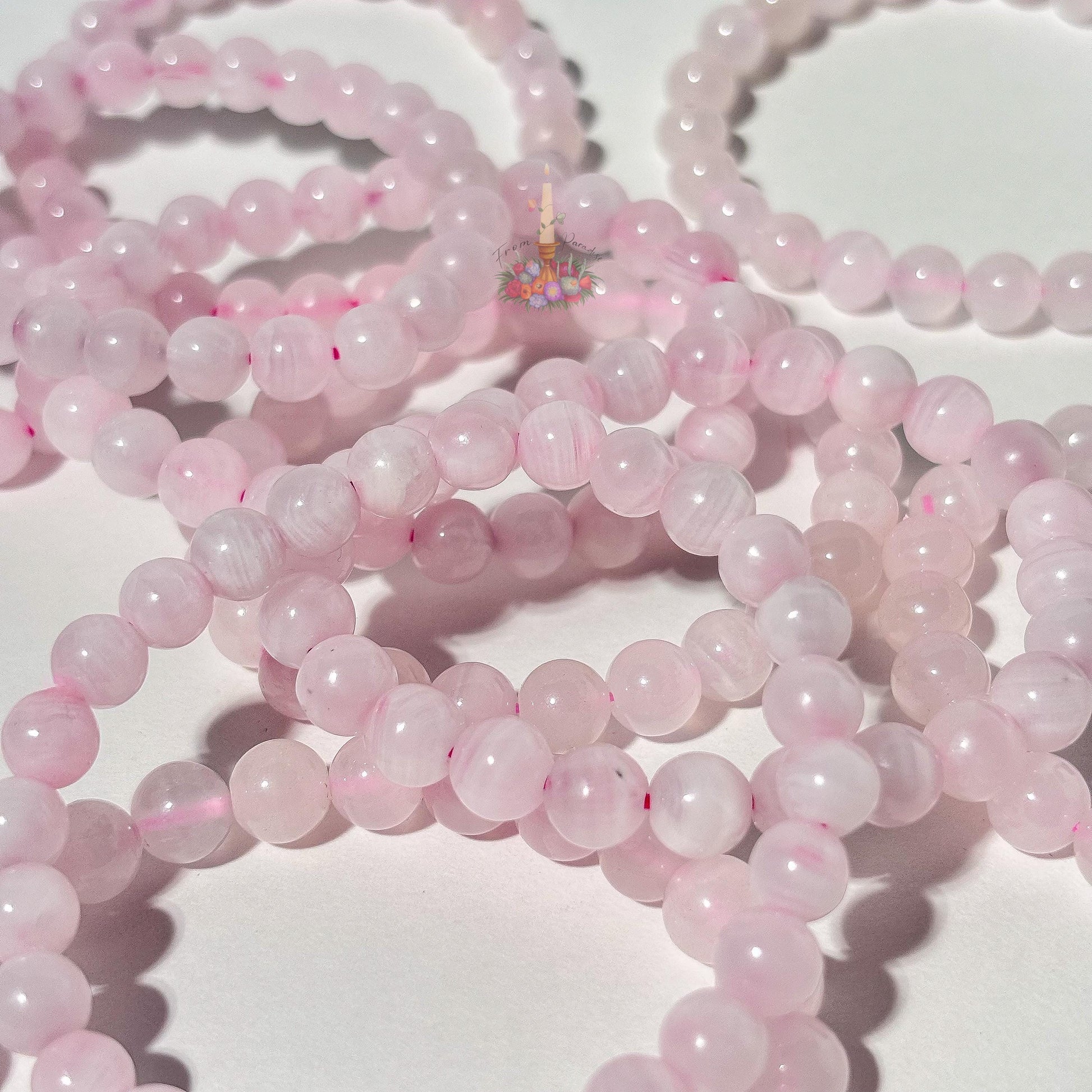 Pink Calcite Bracelet: Stone for Conpassion and Self Love | Crystal Jewelry