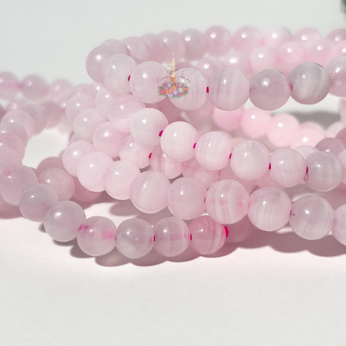 Pink Calcite Bracelet: Stone for Conpassion and Self Love | Crystal Jewelry