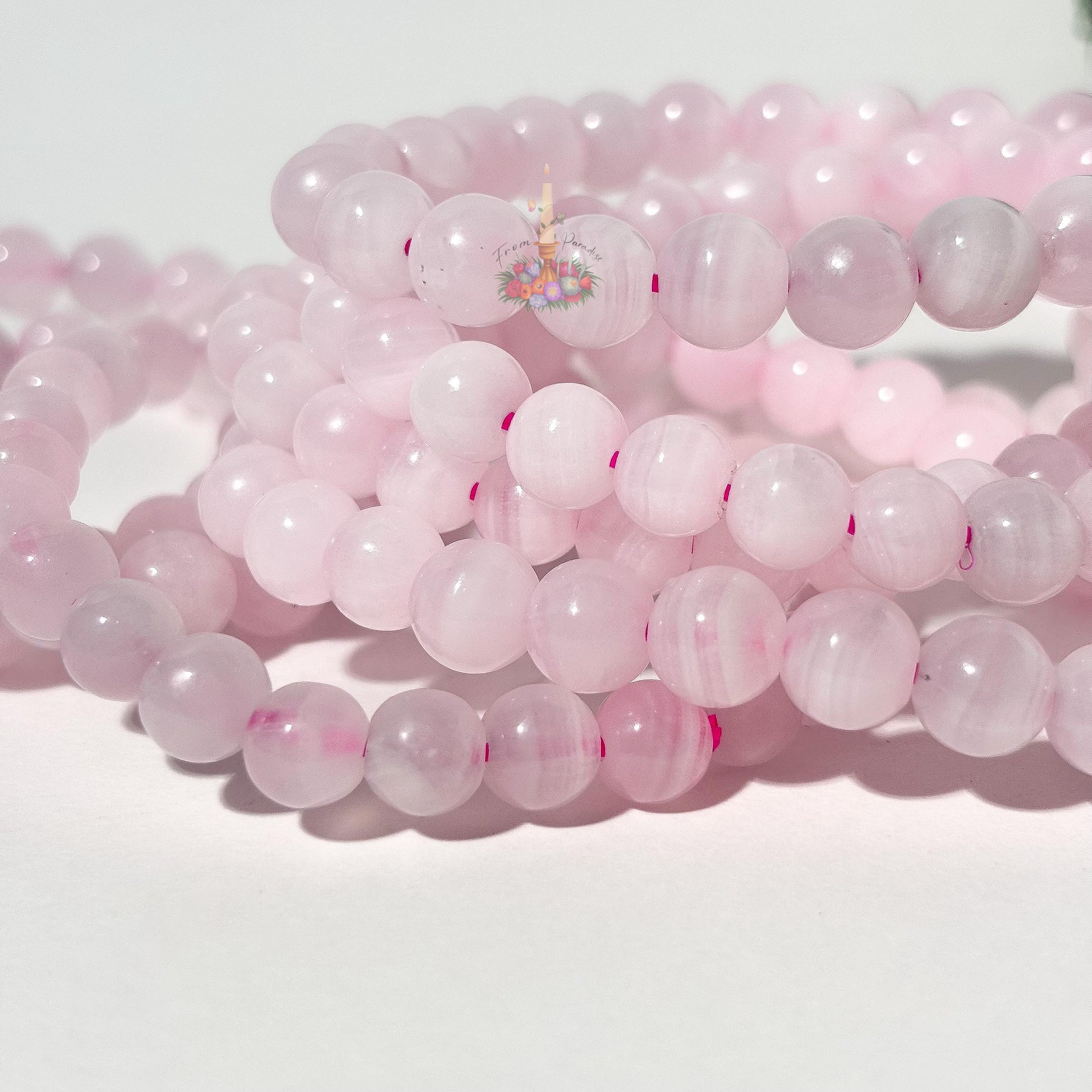 Pink Calcite Bracelet: Stone for Conpassion and Self Love | Crystal Jewelry