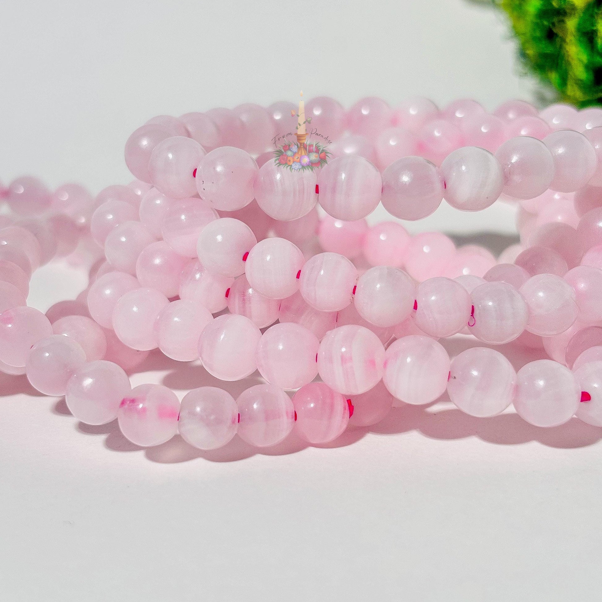Pink Calcite Bracelet: Stone for Conpassion and Self Love | Crystal Jewelry