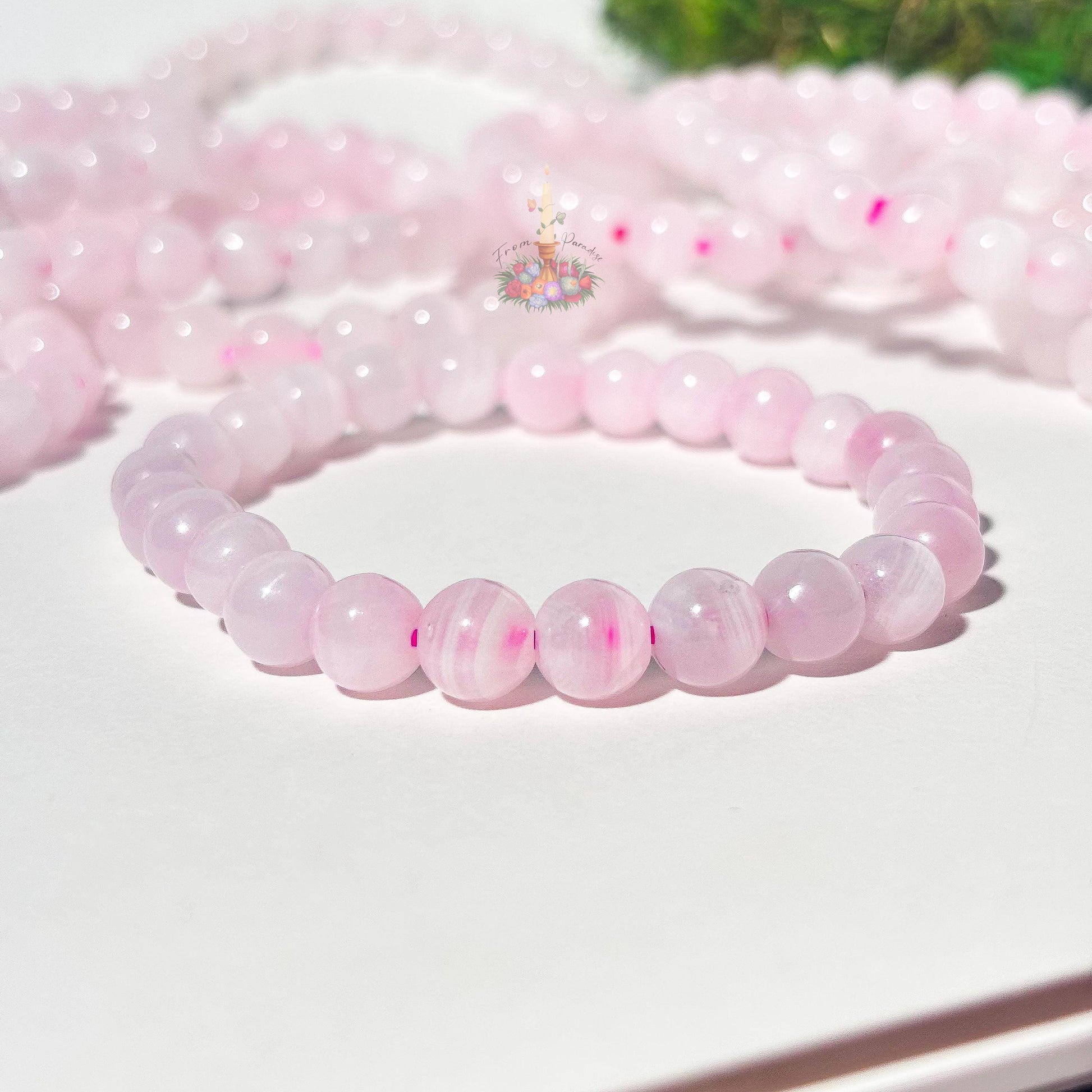 Pink Calcite Bracelet: Stone for Conpassion and Self Love | Crystal Jewelry