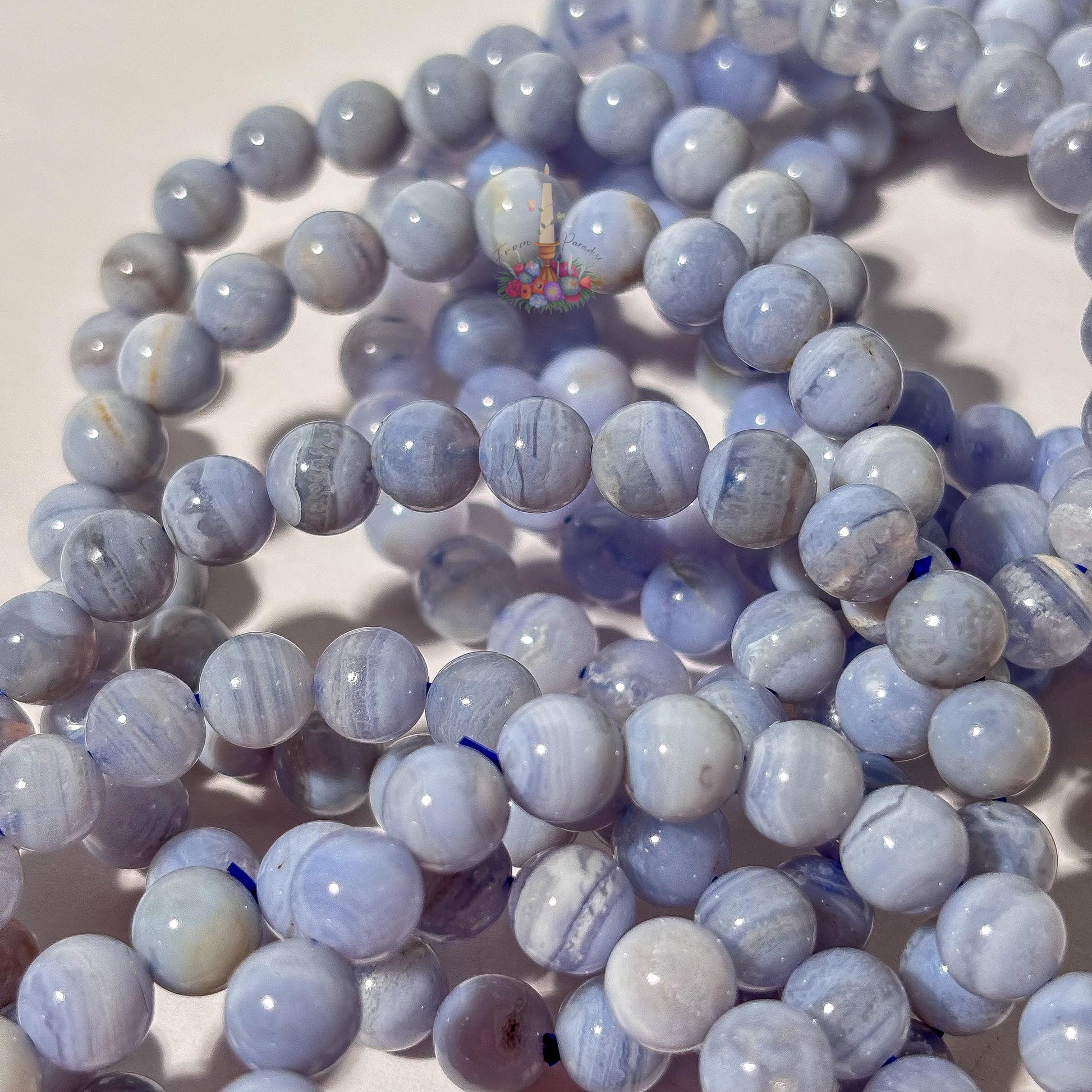 Blue Lace Agate Bracelet: Stone for Communication and Tranquility | Crystal Jewelry
