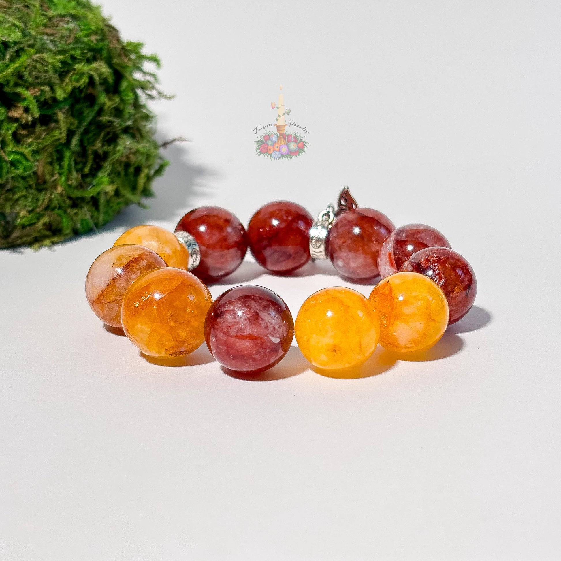 Fire Quartz + Golden Healer Artisan Charm Bracelet