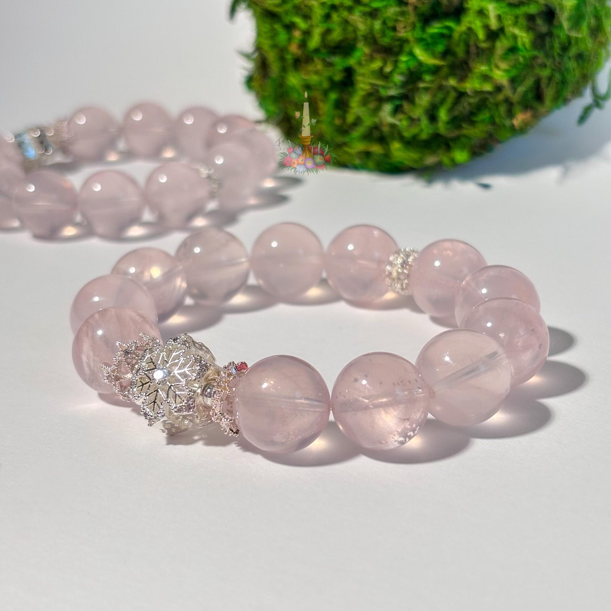 Rose Quartz Artisan Bracelet | Snowflake