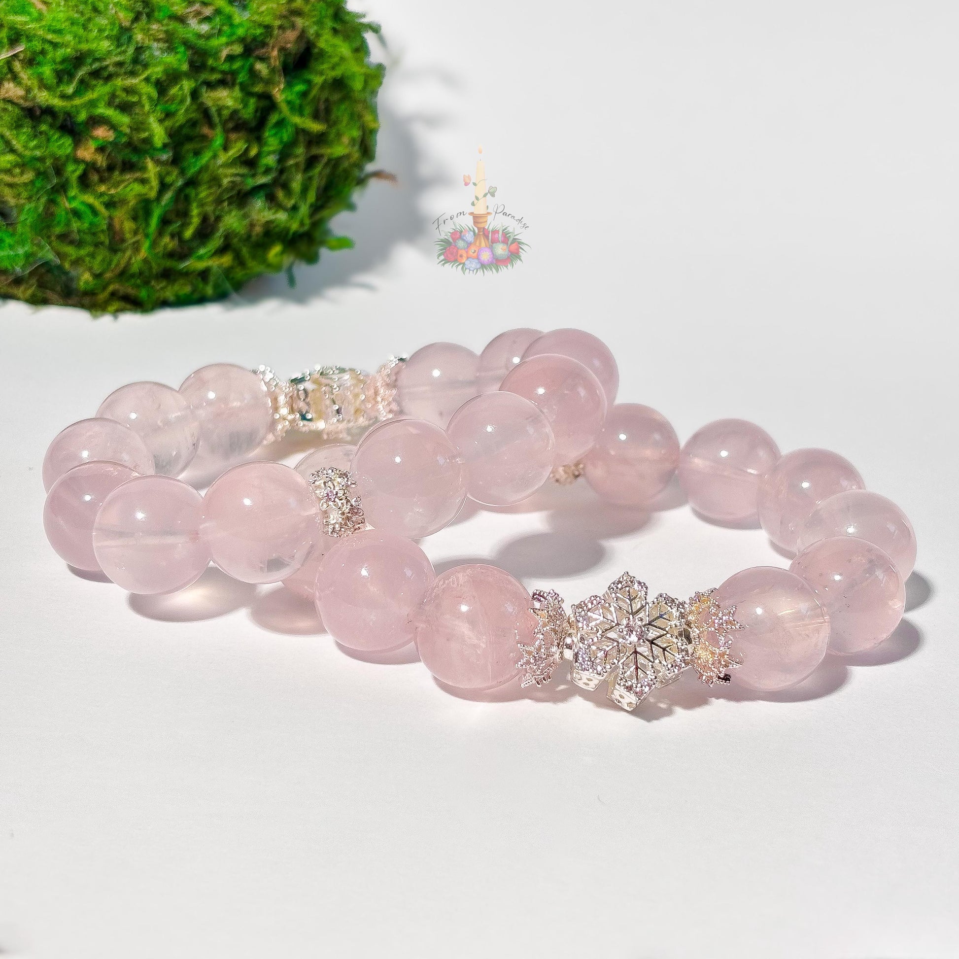 Rose Quartz Artisan Bracelet | Snowflake