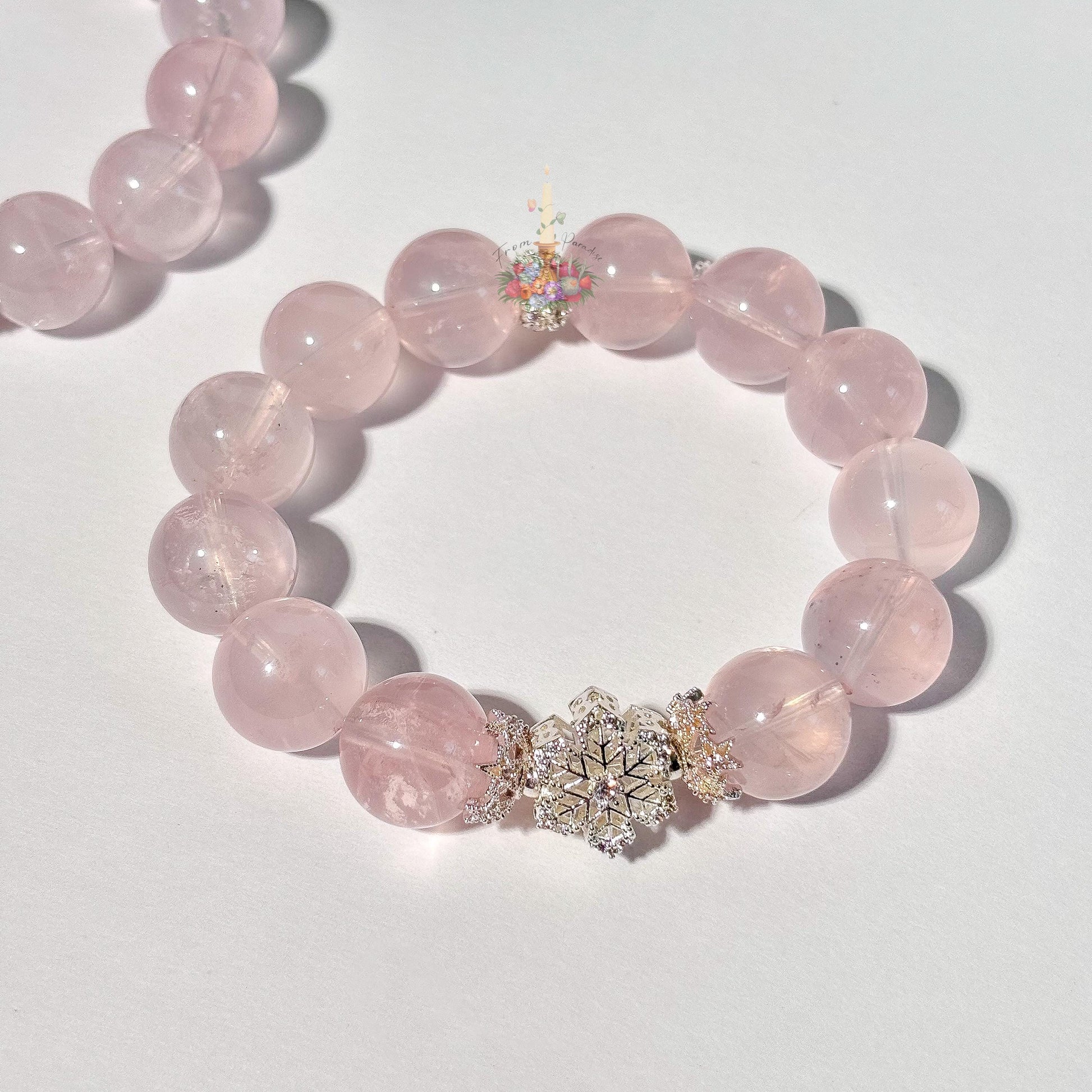 Rose Quartz Artisan Bracelet | Snowflake