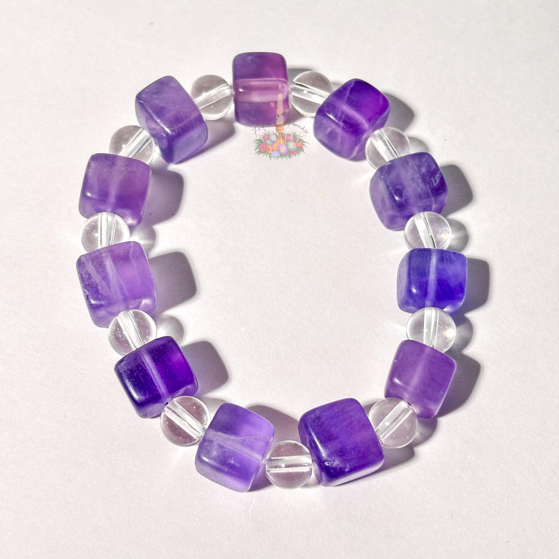 Purple Fluorite + Clear Quartz Bracelet
