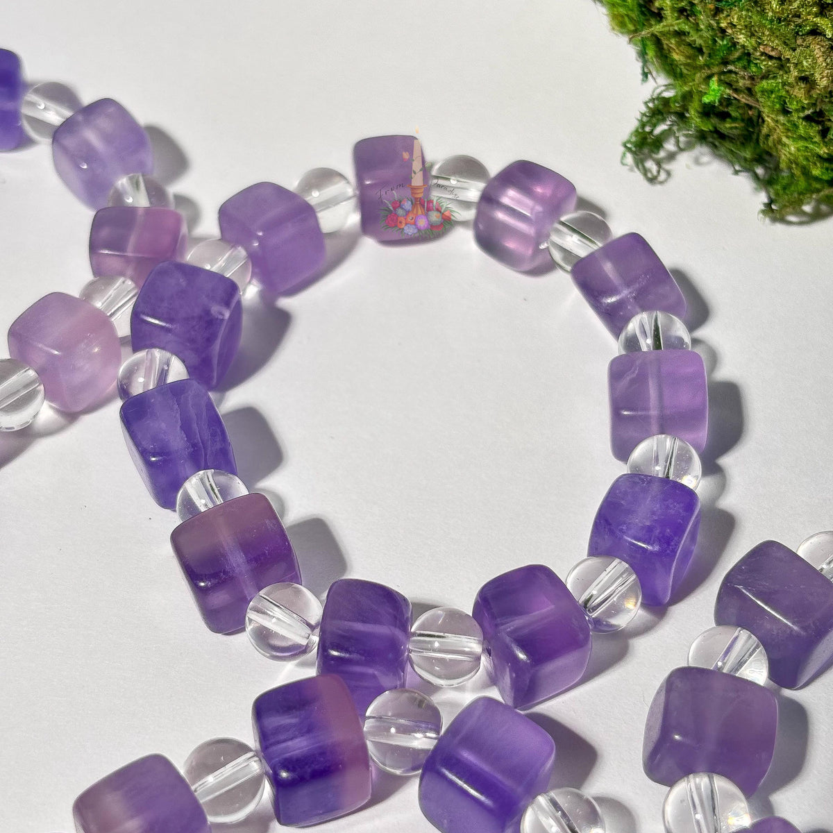 Purple Fluorite + Clear Quartz Bracelet