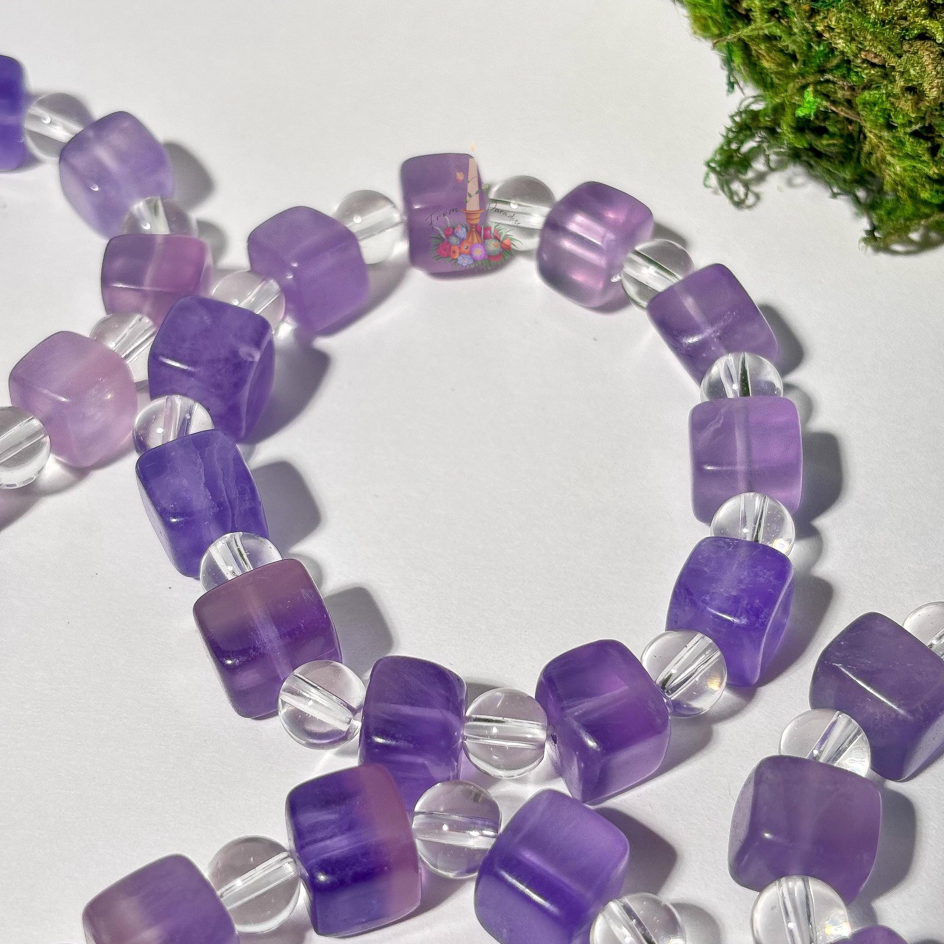Purple Fluorite + Clear Quartz Bracelet
