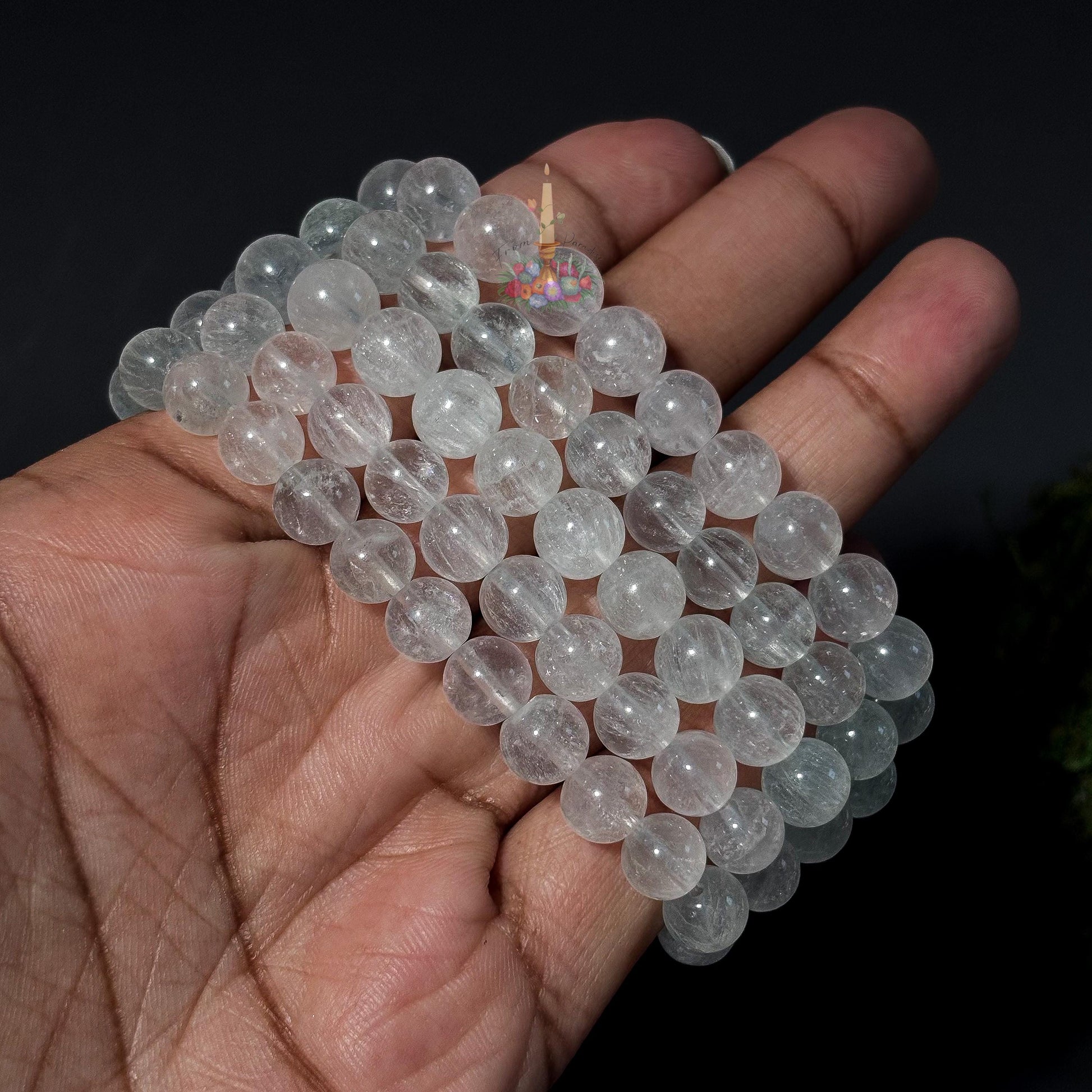 Colorless Fluorite Bracelet: Stone for Clear Vision and Higher Awareness | Uncommon Color | Crystal Jewelry