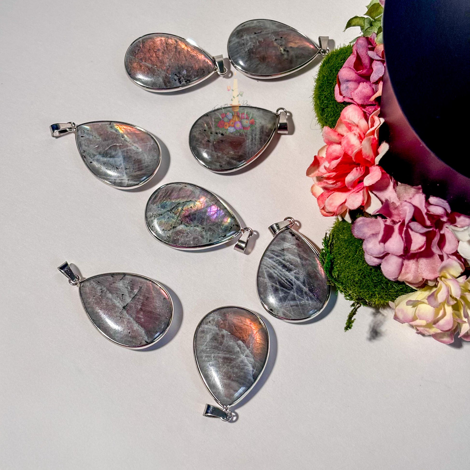 Pink and Purple Labradorite Pendant: Stone for Intuition and Mysticism | Crystal Jewelry