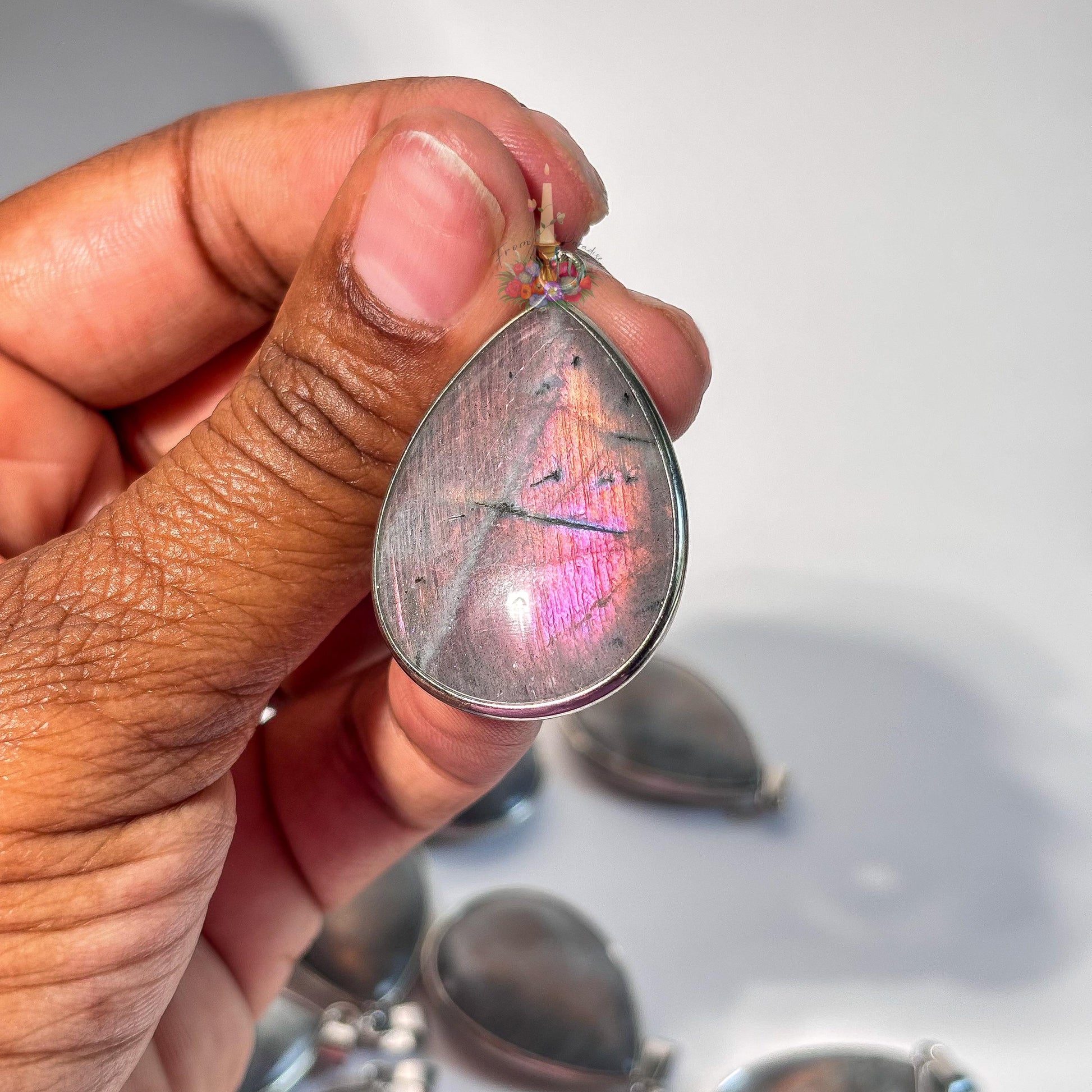 Pink and Purple Labradorite Pendant: Stone for Intuition and Mysticism | Crystal Jewelry