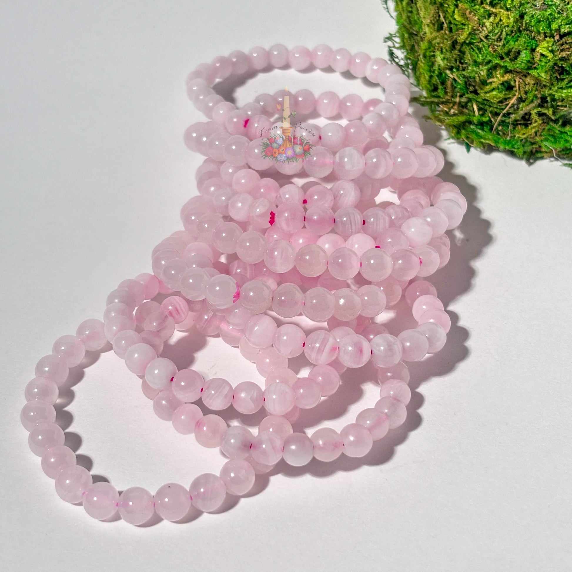 Pink Calcite Bracelet: Stone for Conpassion and Self Love | Crystal Jewelry
