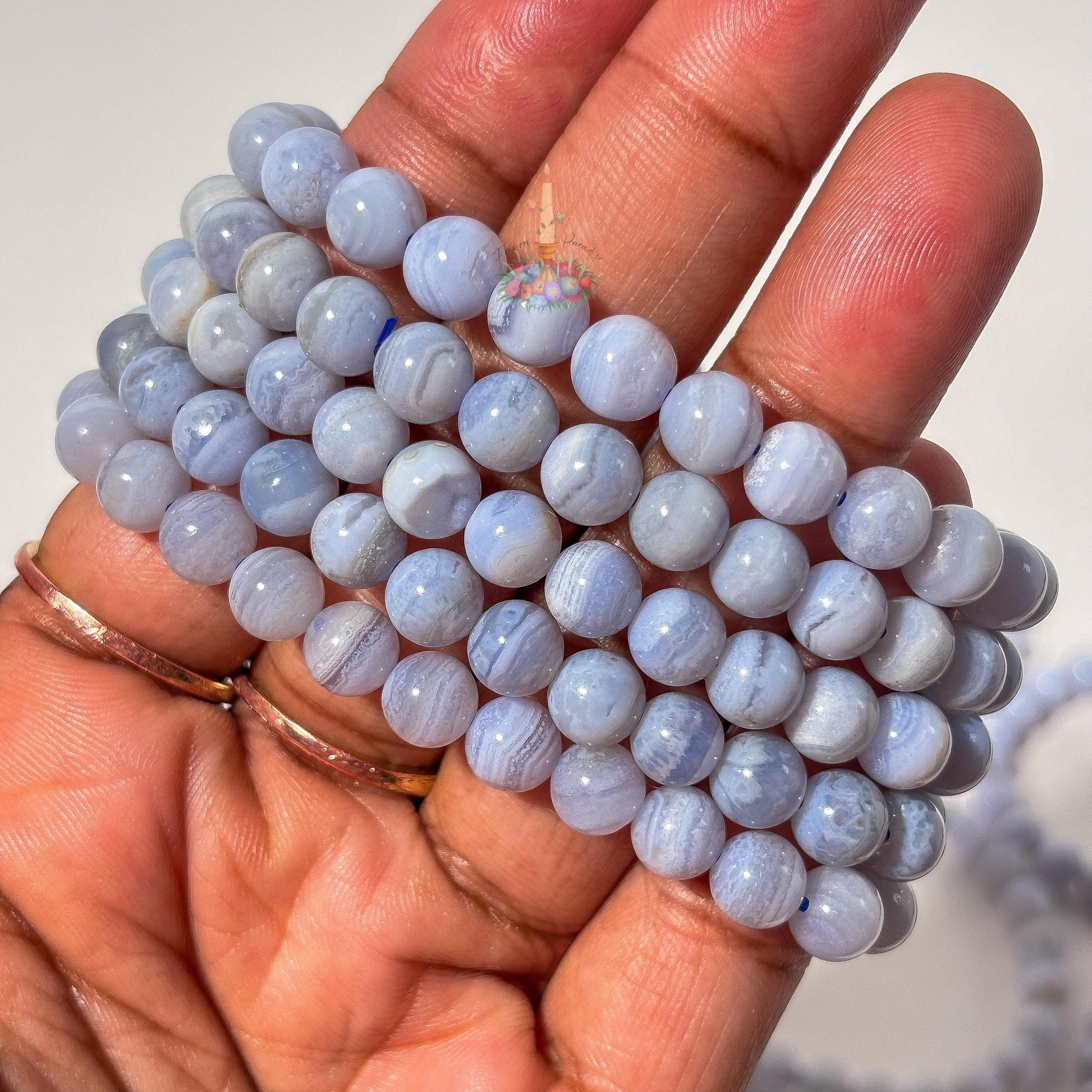 Blue Lace Agate Bracelet: Stone for Communication and Tranquility | Crystal Jewelry