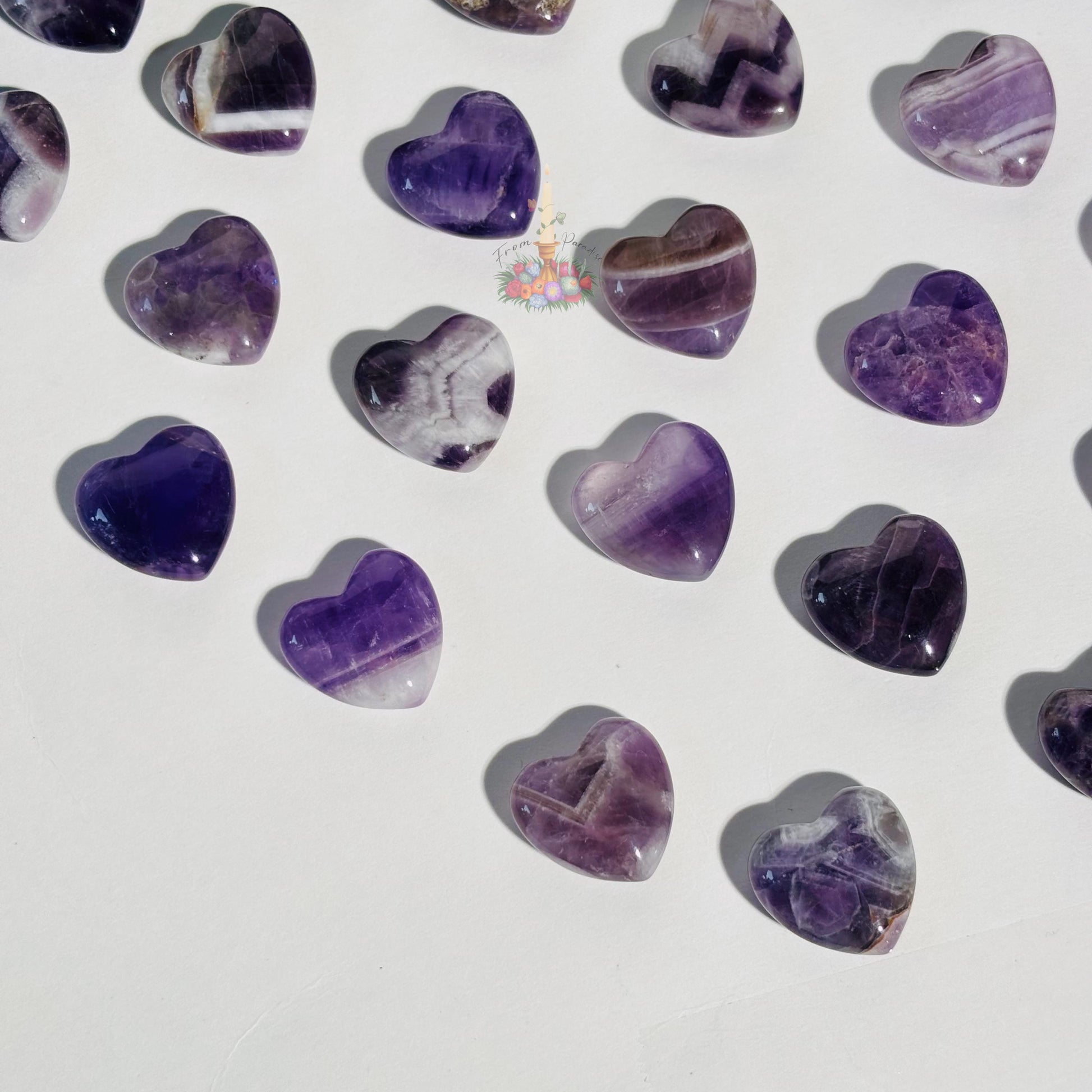 Amethyst Crystal Mini Heart | Pocket Stone | Chevron Amethyst | Dream Amethyst Carved Heart