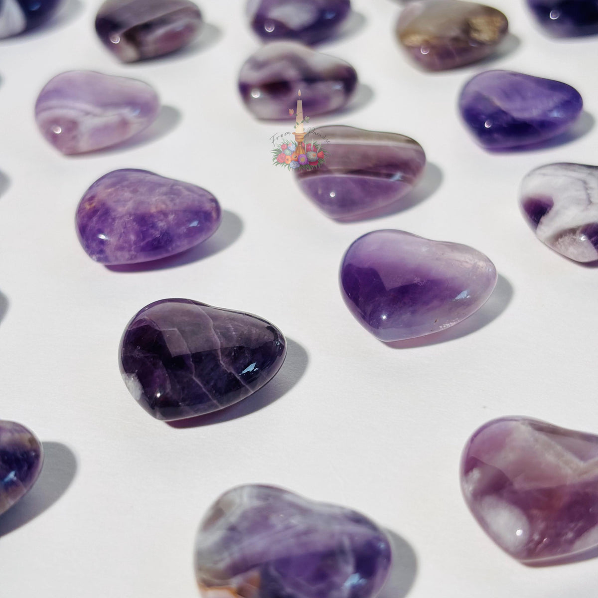 Amethyst Crystal Mini Heart | Pocket Stone | Chevron Amethyst | Dream Amethyst Carved Heart
