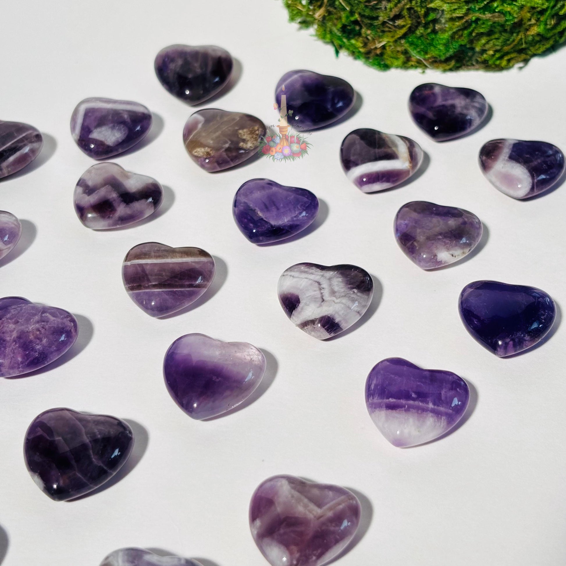Amethyst Crystal Mini Heart | Pocket Stone | Chevron Amethyst | Dream Amethyst Carved Heart
