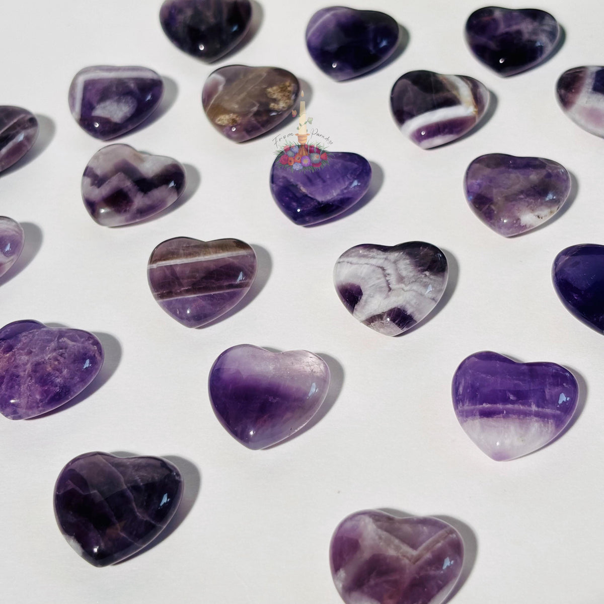 Amethyst Crystal Mini Heart | Pocket Stone | Chevron Amethyst | Dream Amethyst Carved Heart
