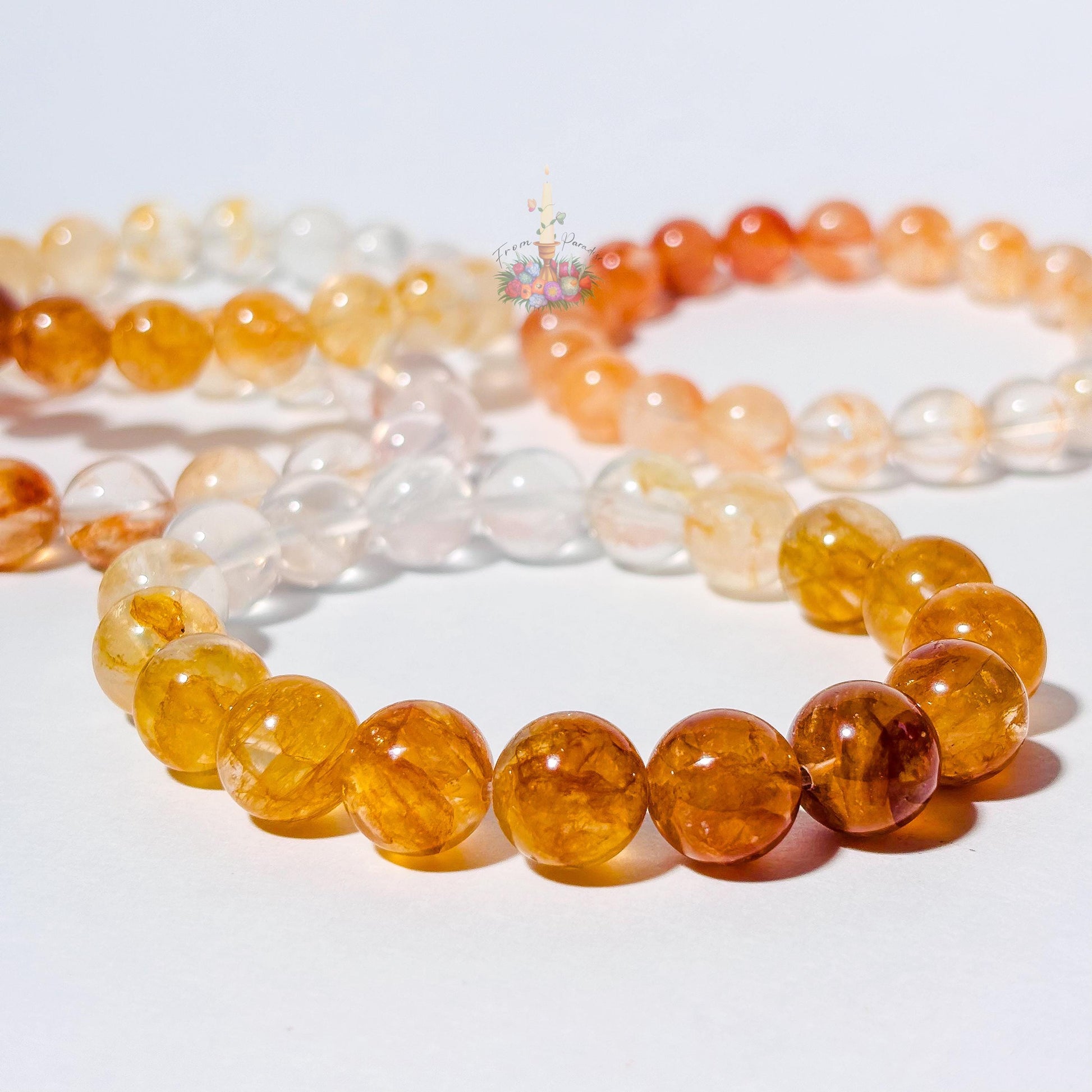 Golden Healer Bracelet Ombre Golden Healer Crystal Bracelet Handmade Jewelry Gift Yellow Hematoid Quartz Gemstone Bracelet Stretch Bracelet