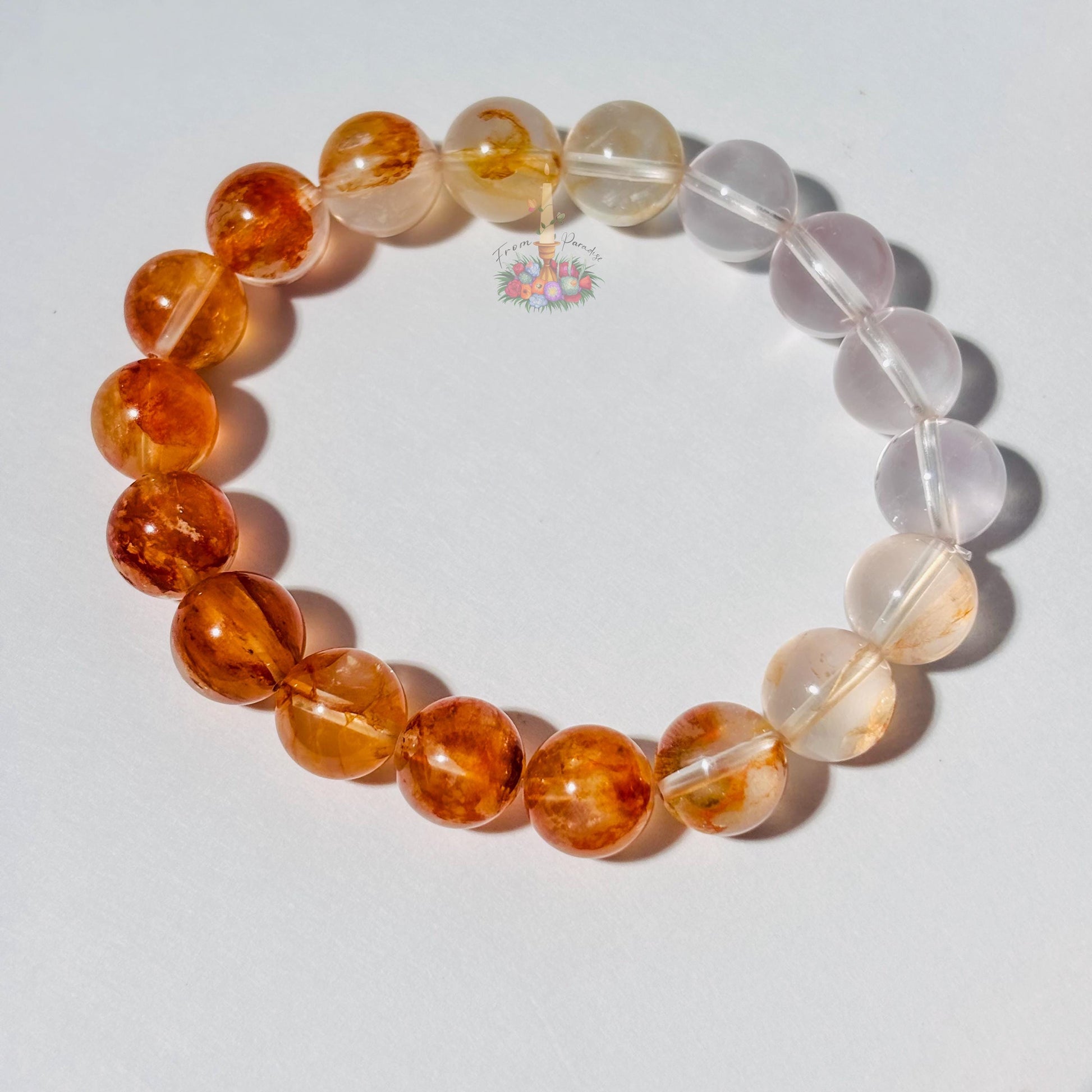 Golden Healer Bracelet Ombre Golden Healer Crystal Bracelet Handmade Jewelry Gift Yellow Hematoid Quartz Gemstone Bracelet Stretch Bracelet