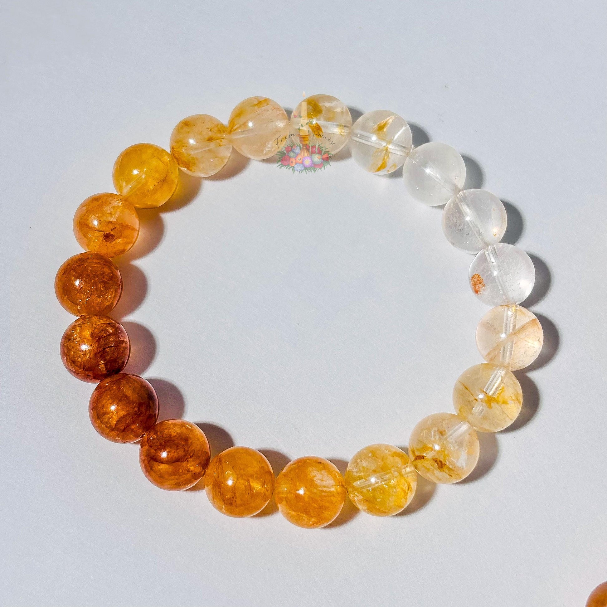 Golden Healer Bracelet Ombre Golden Healer Crystal Bracelet Handmade Jewelry Gift Yellow Hematoid Quartz Gemstone Bracelet Stretch Bracelet