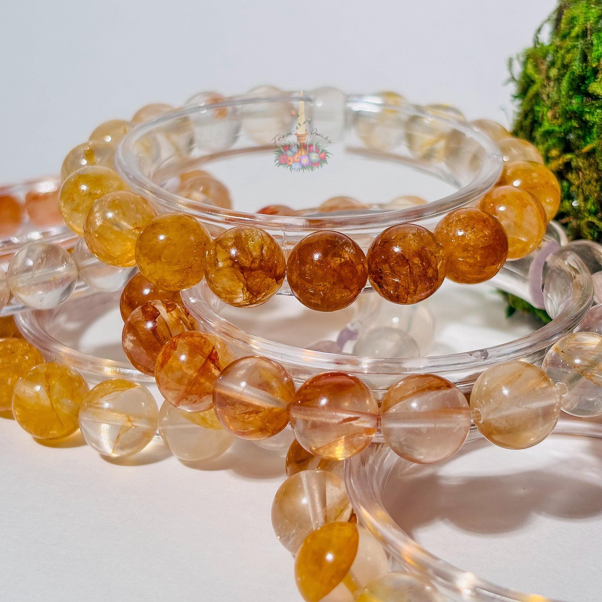 Golden Healer Bracelet Ombre Golden Healer Crystal Bracelet Handmade Jewelry Gift Yellow Hematoid Quartz Gemstone Bracelet Stretch Bracelet