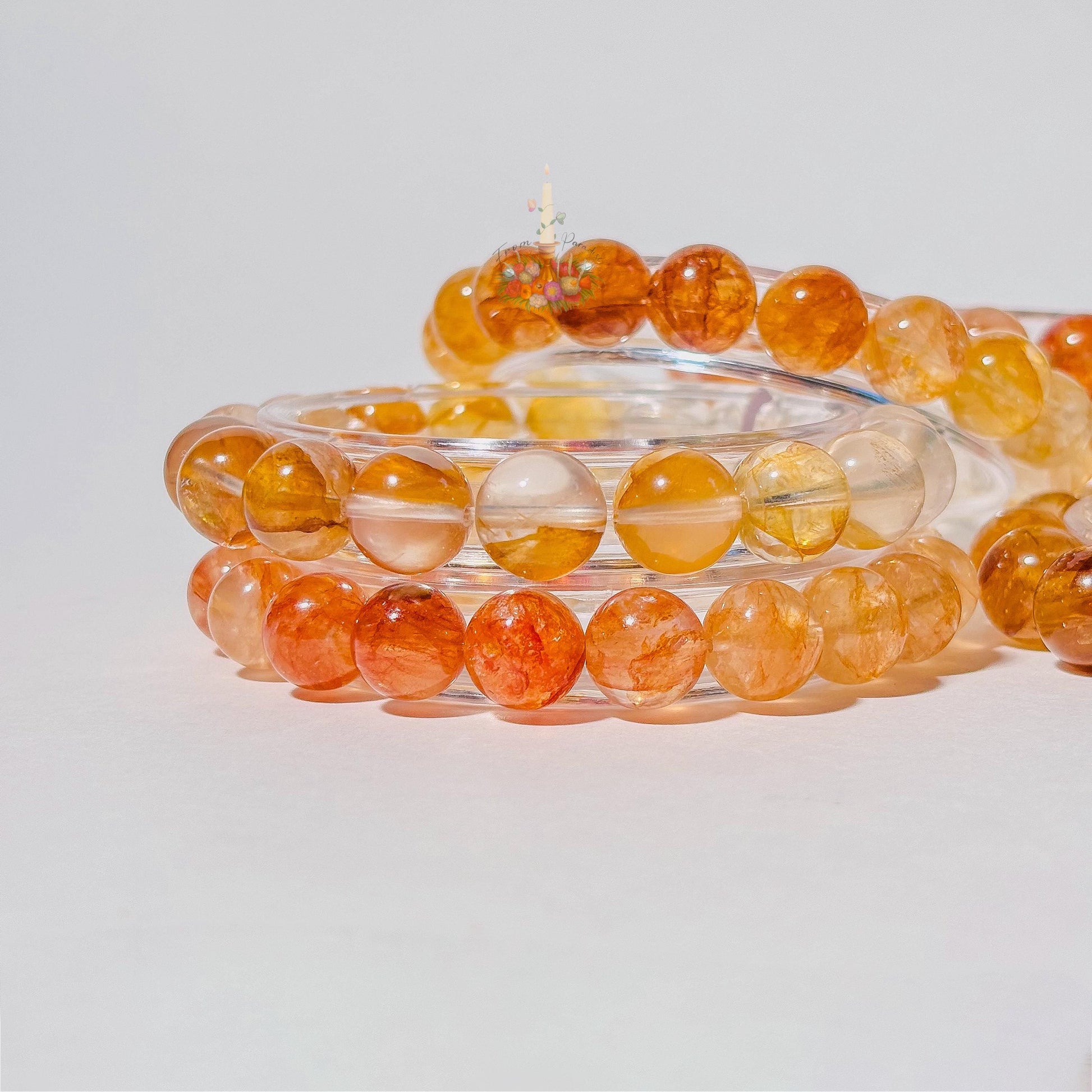 Golden Healer Bracelet Ombre Golden Healer Crystal Bracelet Handmade Jewelry Gift Yellow Hematoid Quartz Gemstone Bracelet Stretch Bracelet